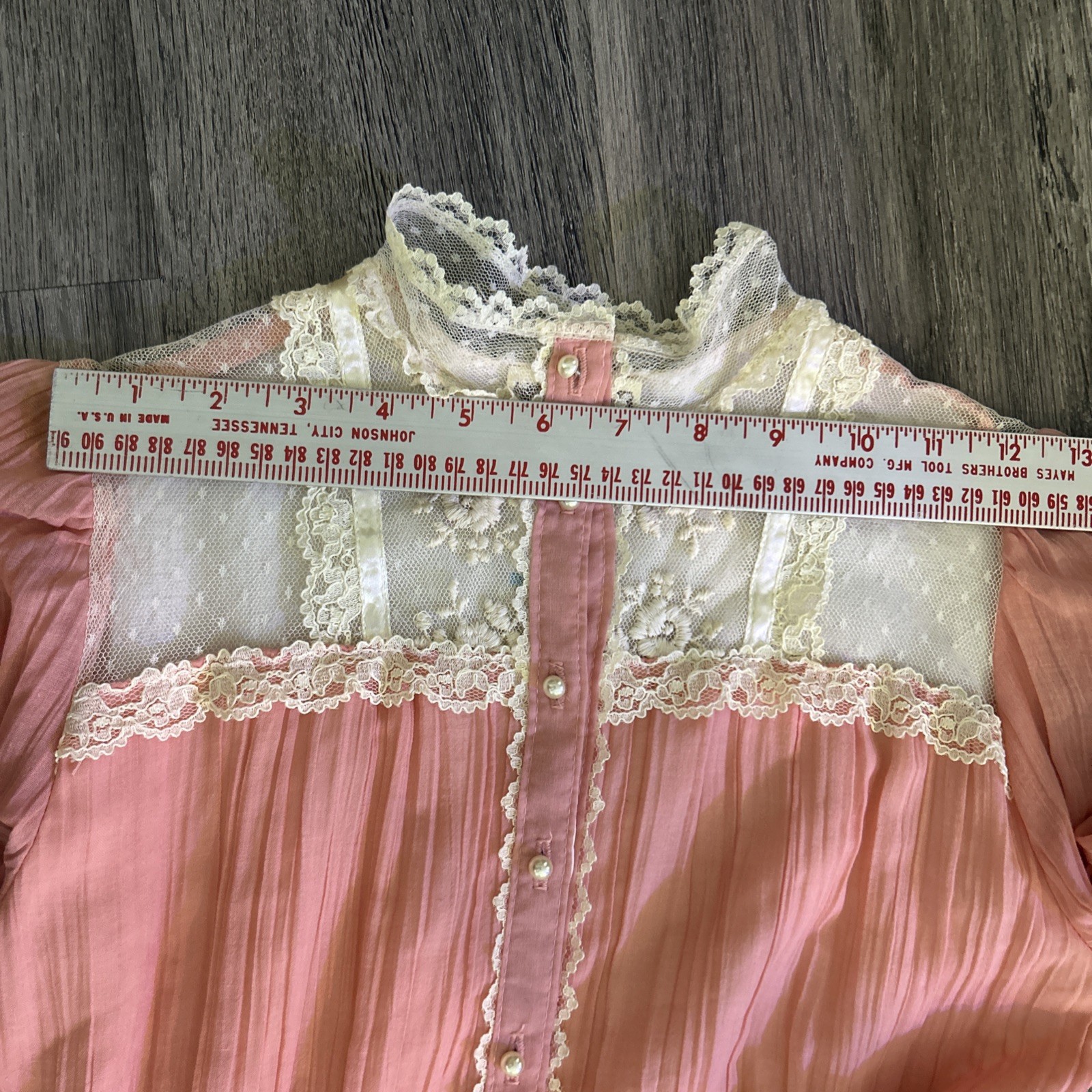 1970s Gunne Sax Pink Prarie Dress Size XS 10 Victorian Revival Country Western
