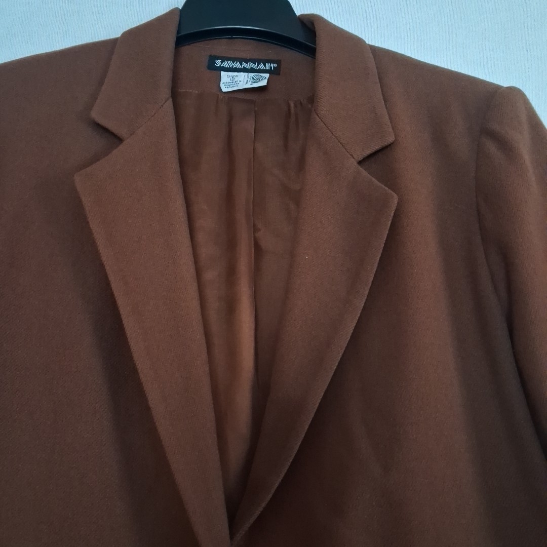 Vintage Savannah 100% Pure Wool Blazer – Rust Brown – Size 12