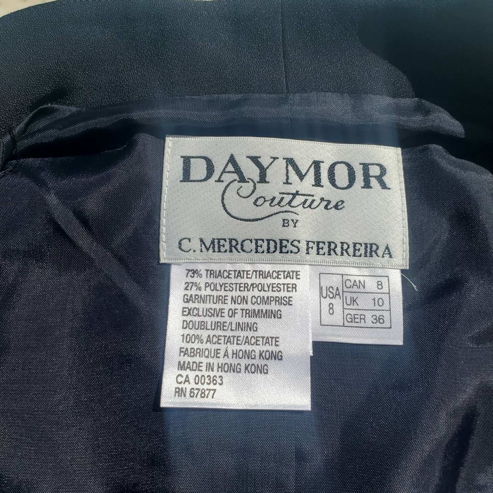 Vintage Daymor Couture by C.Mercedes Ferreira Black Scooped Column Gown + Jacket