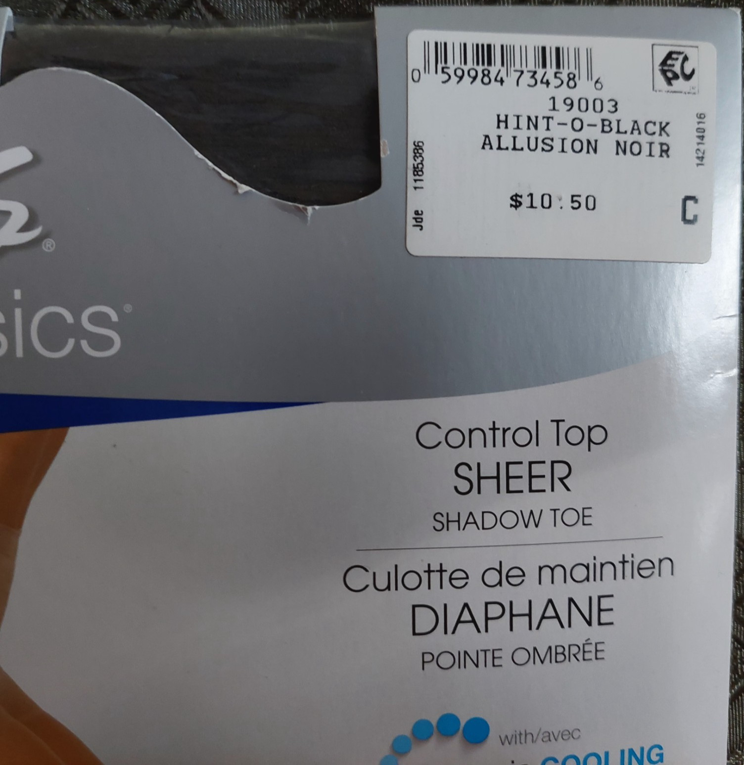 Vintage Pantyhose Silks Classics Control Top Color Hint O Black Size C BFRIP2
