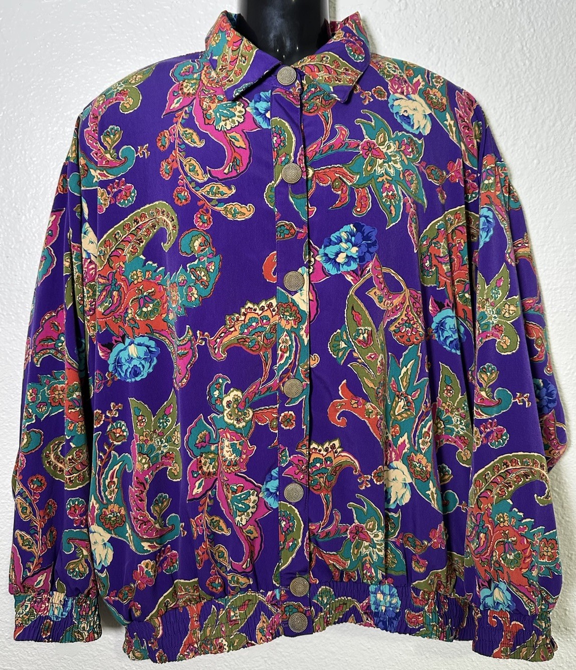 Vintage 1960s Two Potato of Laguna Beach, CA Paisley Jacket Blouse Sz XL EUC