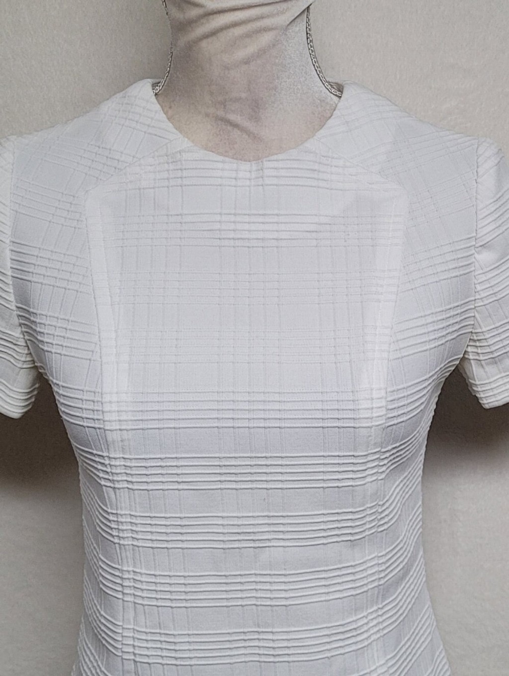50s Vintage OOAK Handmade White Circle Embossed A-line Mod Mini Go-Go Dress
