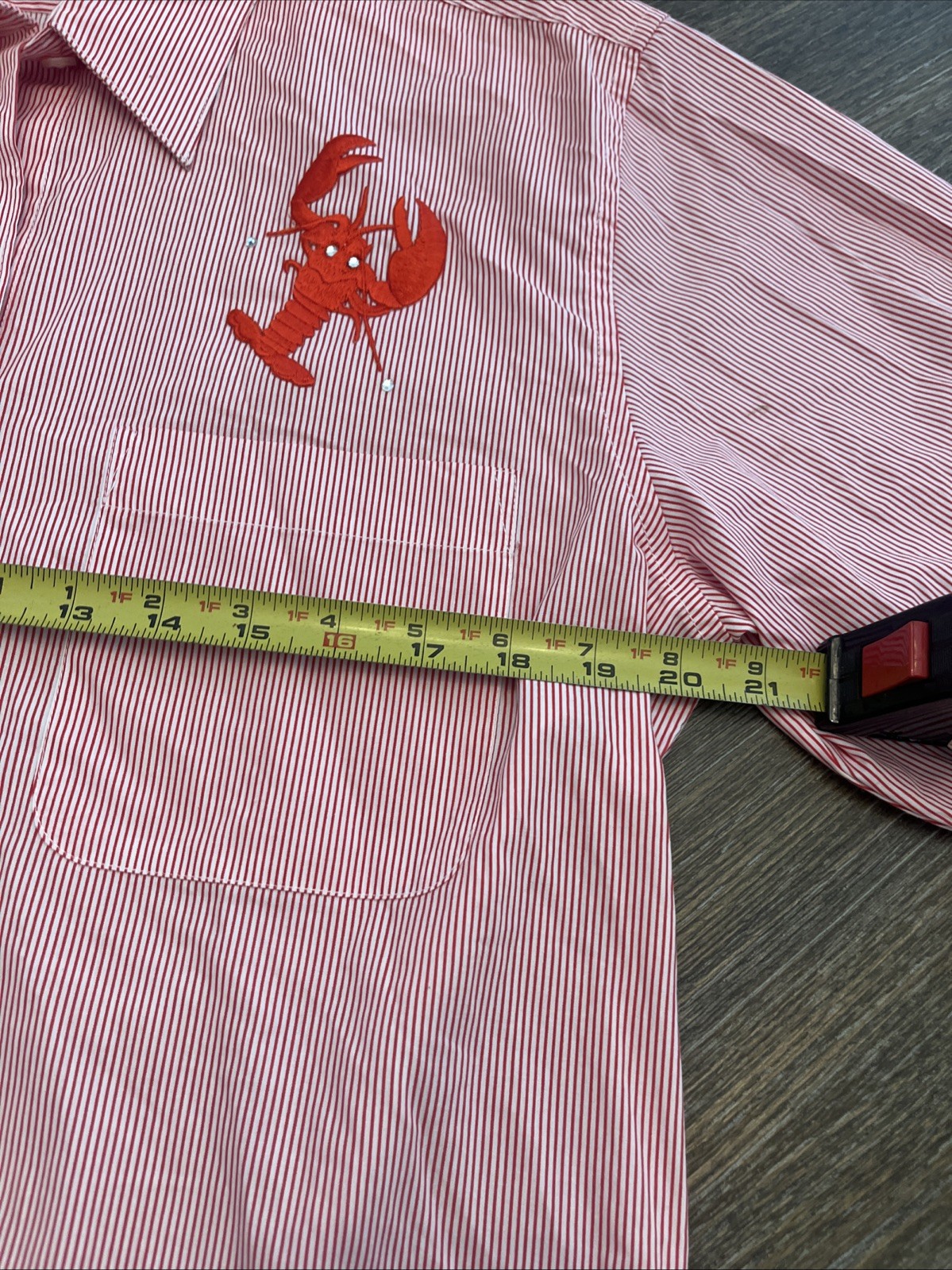 Las Olas Women’s S Striped Vintage Shirt Long Sleeve, Button Front.Lobster