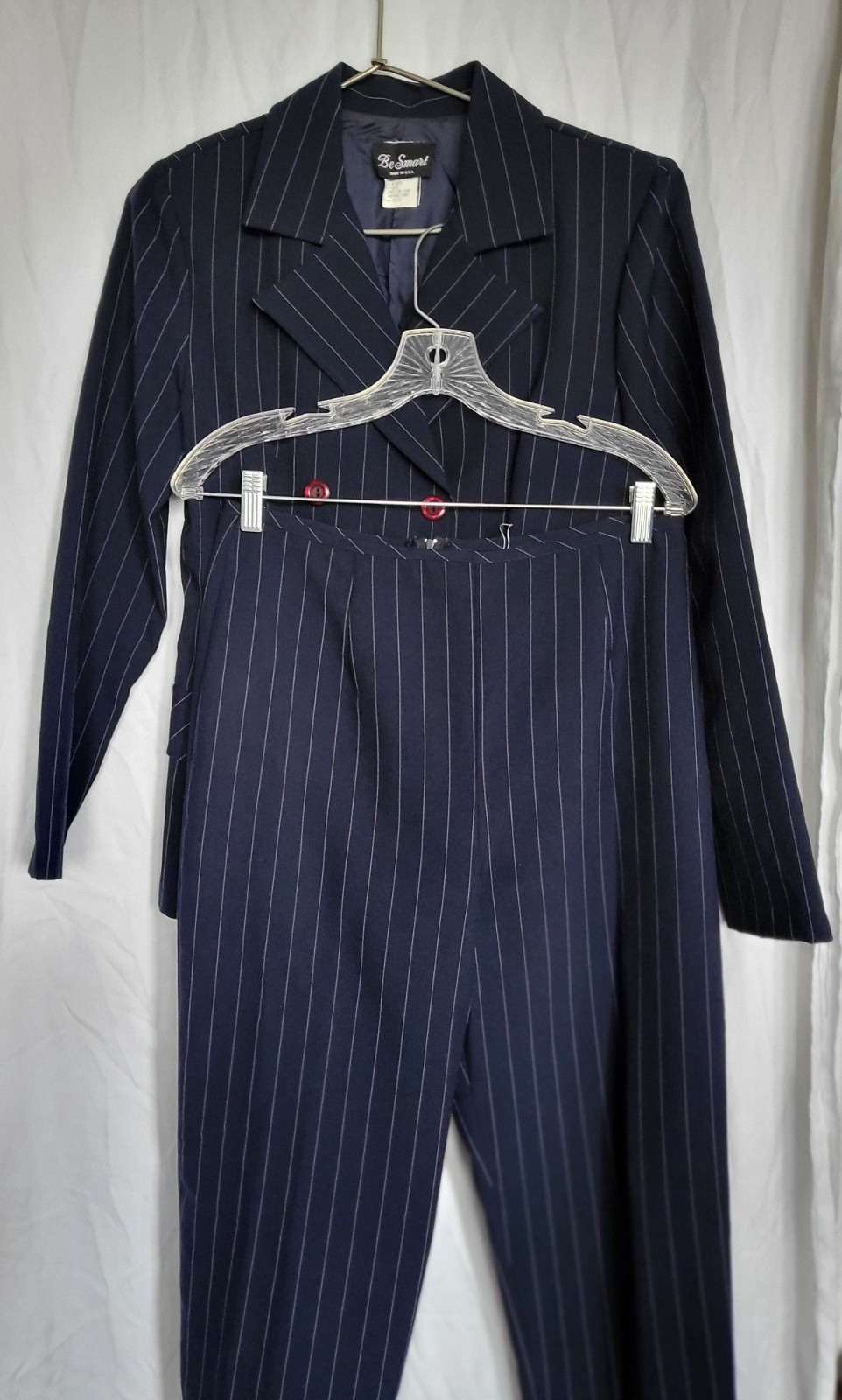 Vintage women Be Smart 2 Piece Suit blazer W/Pants size 11-12 Blue Formal USA