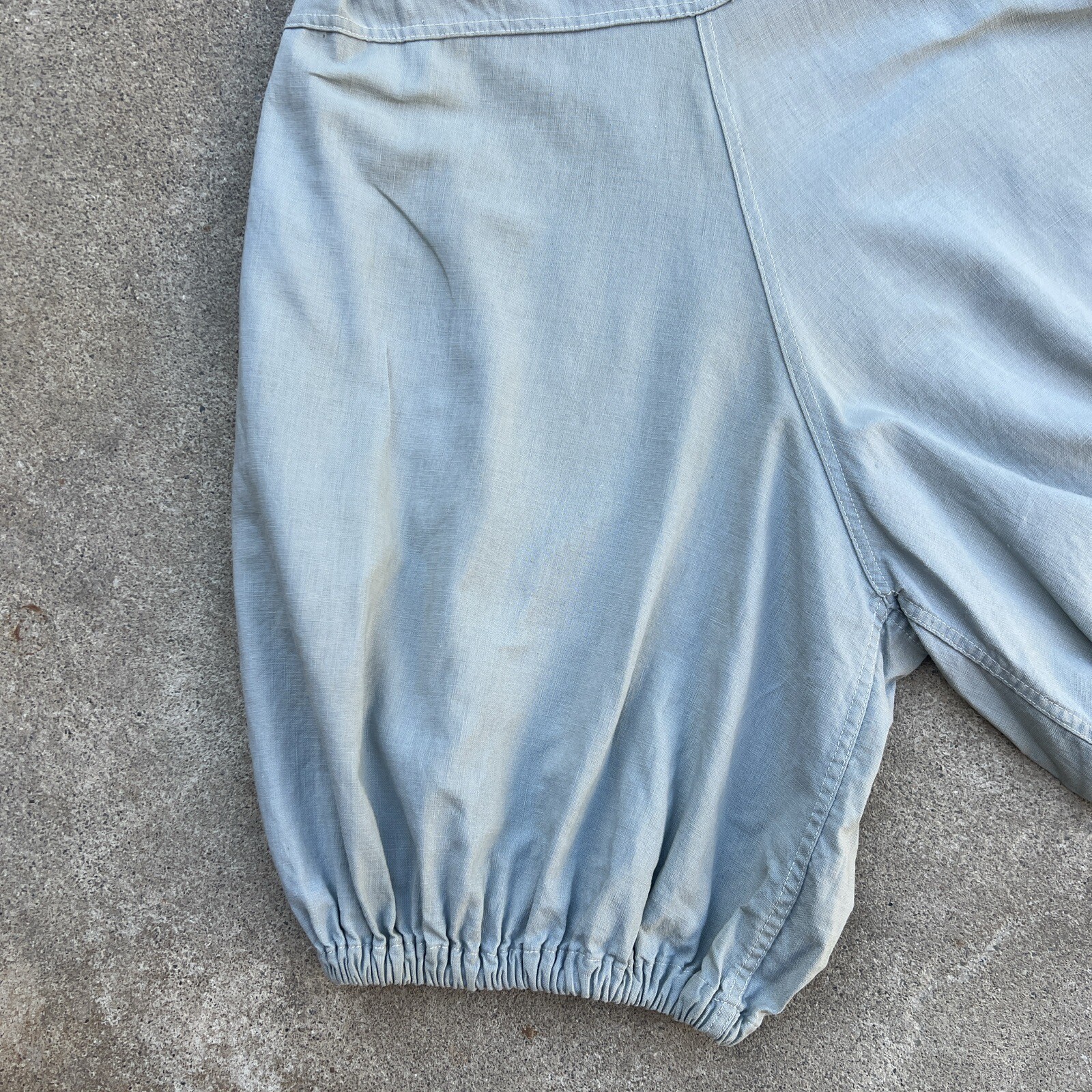 Vintage 1930s Blue Chambray Cotton Jumpsuit Playsuit Gym Outfit Romper Red Trim