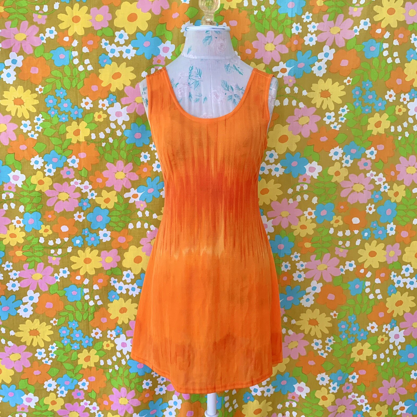 Vintage 1990s iconic bright orange ombré mini dress size S/M