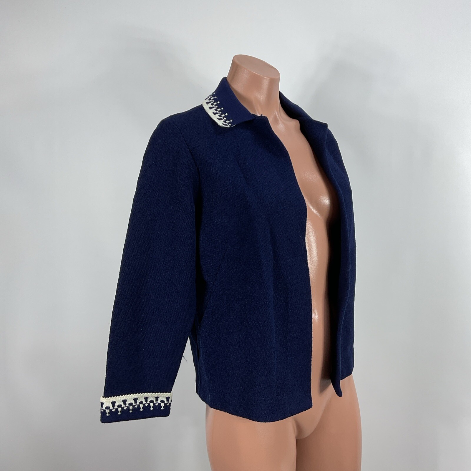 Wool Winter Vintage 40s 50s Nordic Glengarry Sweater Dark Blue Cardigan 100%