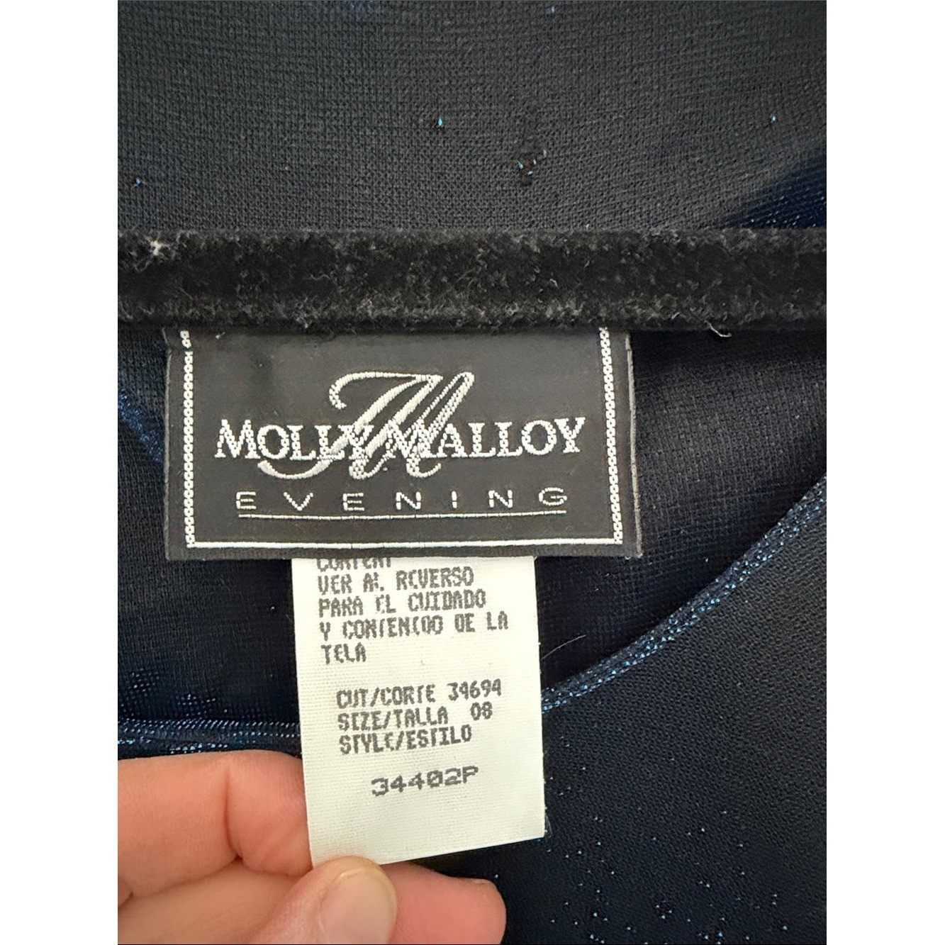 Molly Malloy Evening Black Sheer Overlay Dress Subtle Blue Sheen Fairy Celestial