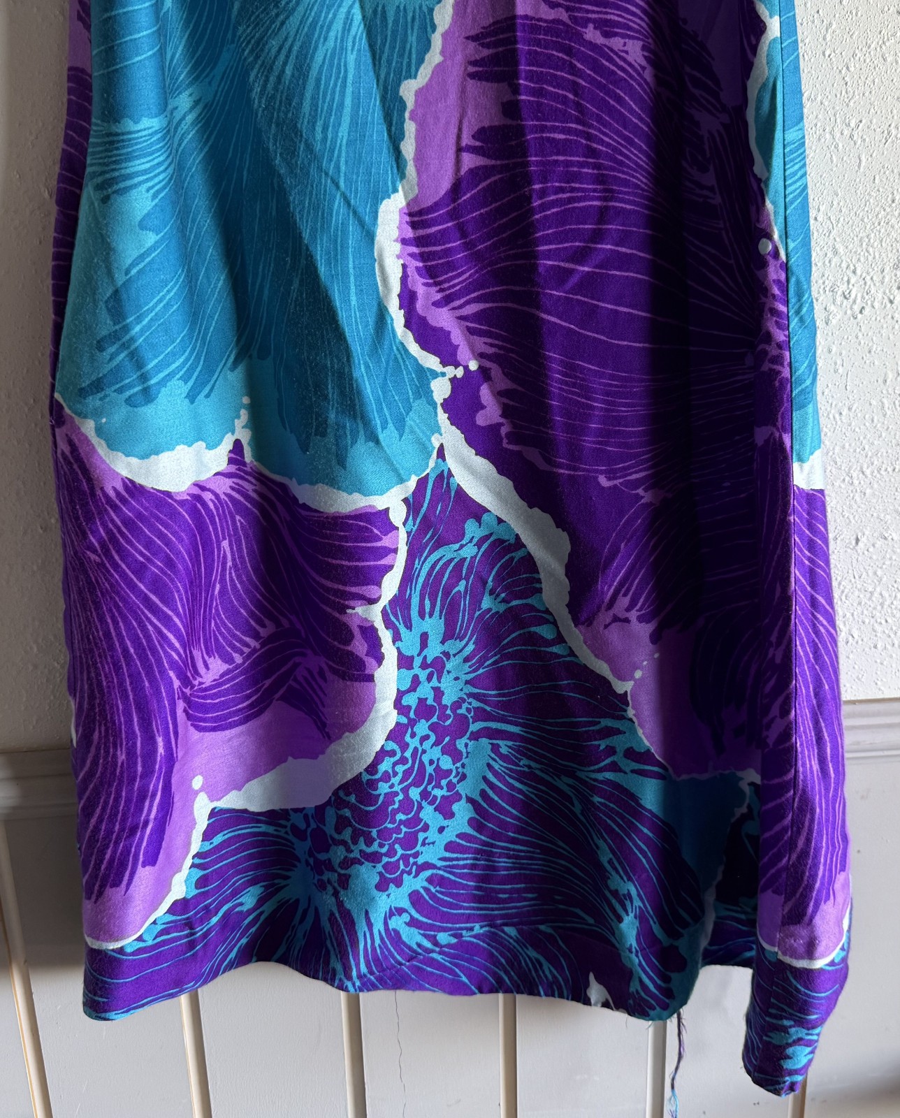 Vintage 1960s Kiyomi Hawaii Liberty House Purple & Blue Floral Dress Size 10