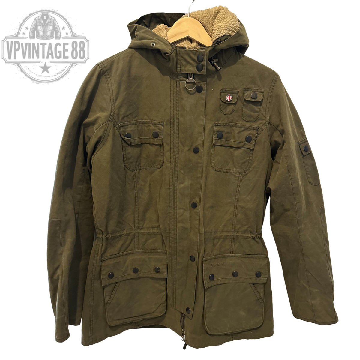 Vintage Barbour Brighton Parka Coat Waxed Jacket Green Heritage Made in England
