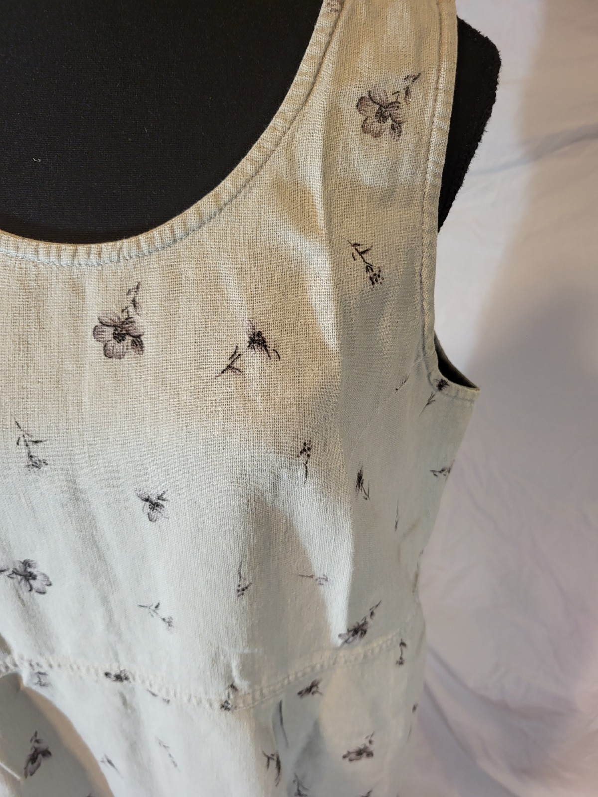 VTG Erika Collection Beige Linen Blend Floral Print Maxi Dress Womens Size S