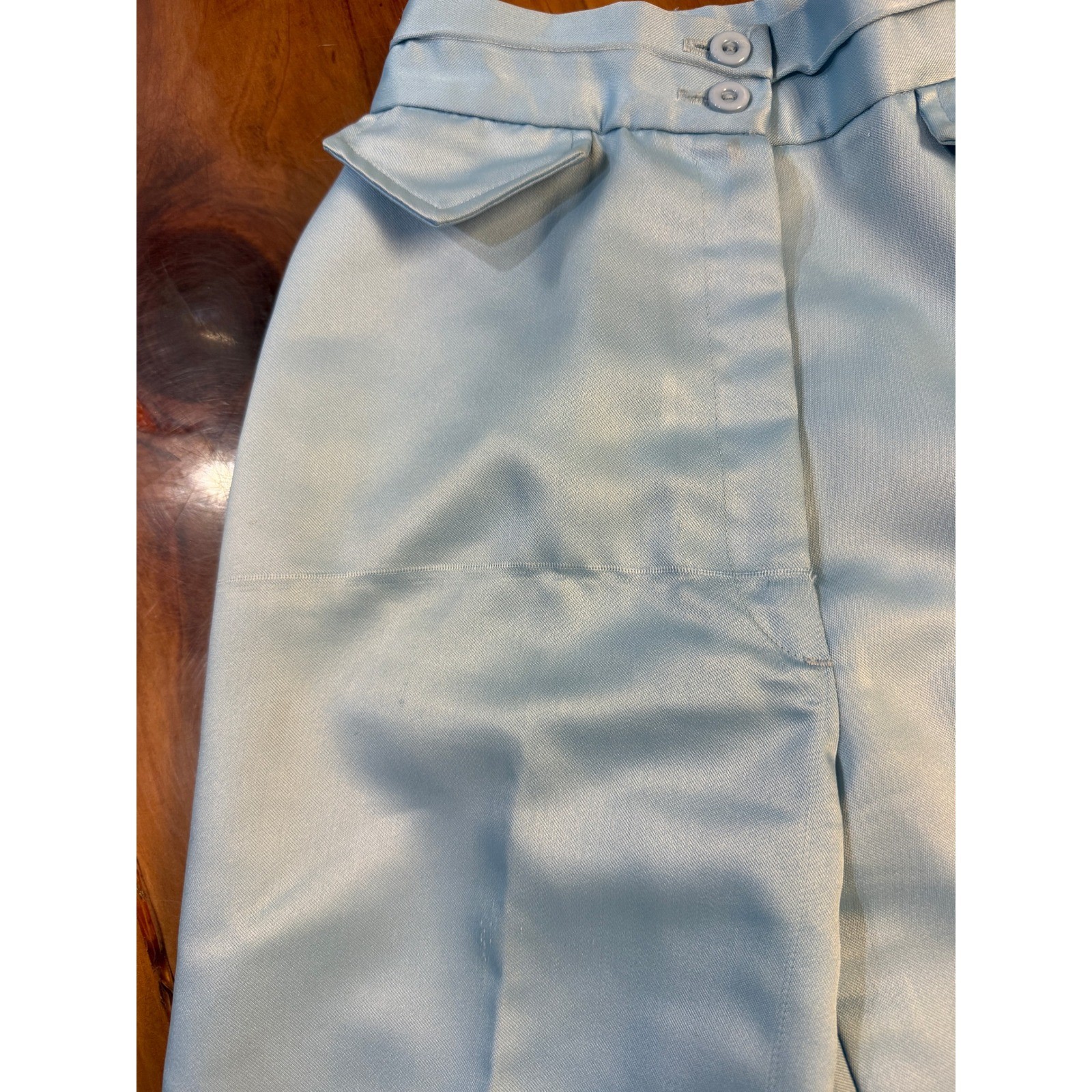 Vintage 70s Sears Mates Wide Leg Pants 5P XXSP Polyester Satin High rise Z3-27