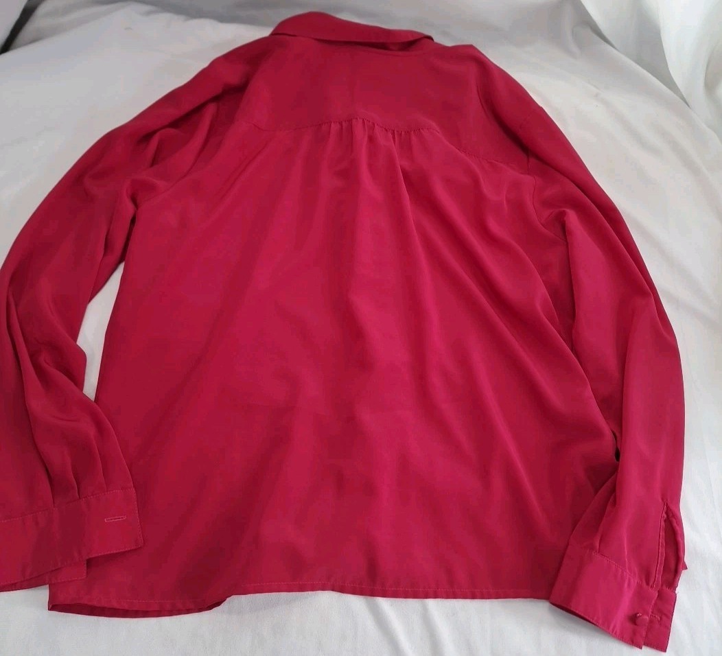 Vtg Hot Pink Womens Shirt Blouse 80s 90s Corp Core 12 L Secretary Alyssa Carr