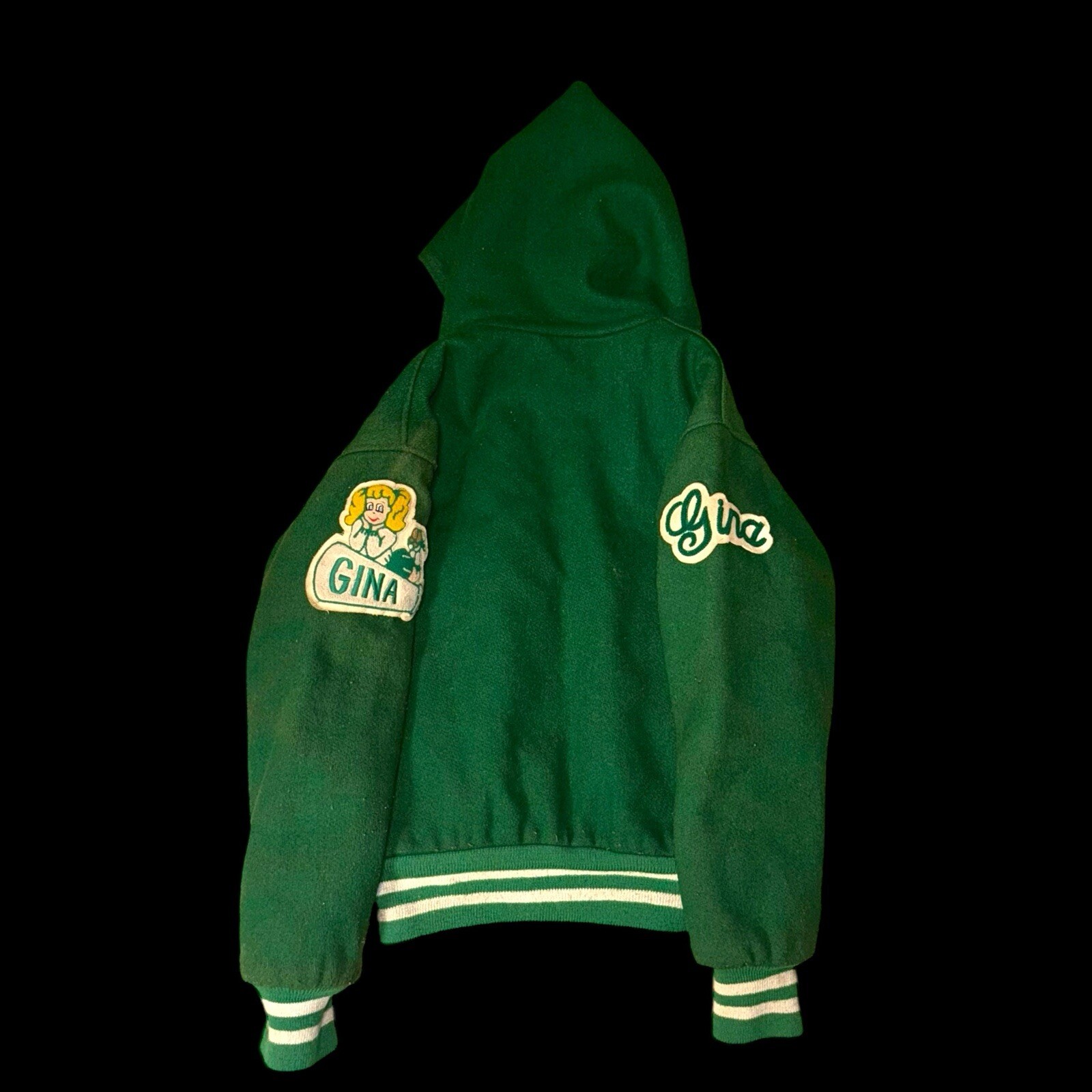 Vintage Fordham Cheerleading Gina Varsity Jacket Womens 36 Green Wool Chenille