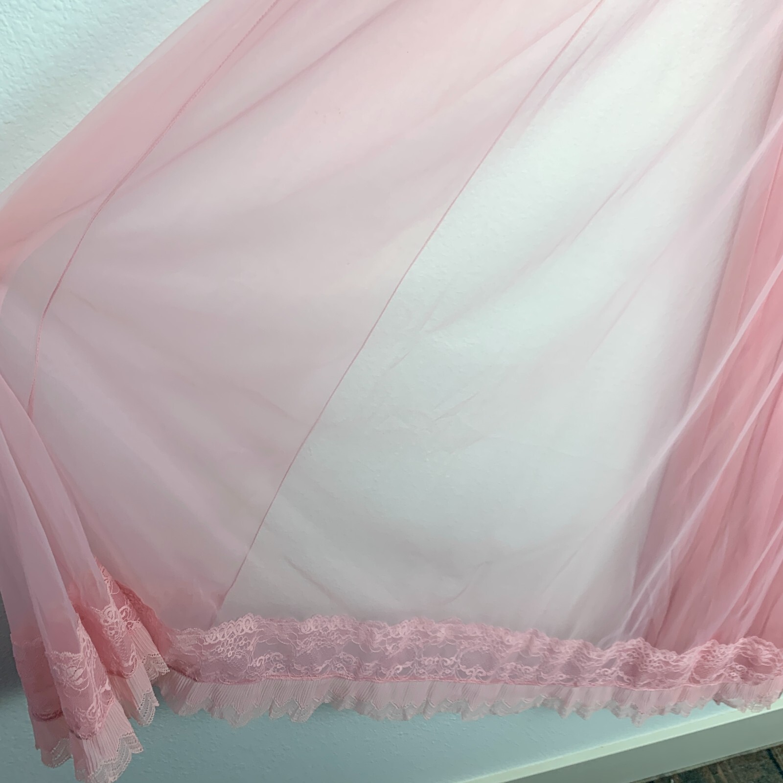 Vintage Jenelle of California Pink Sheer Nightgown Chiffon Nylon Tricot Robe Set