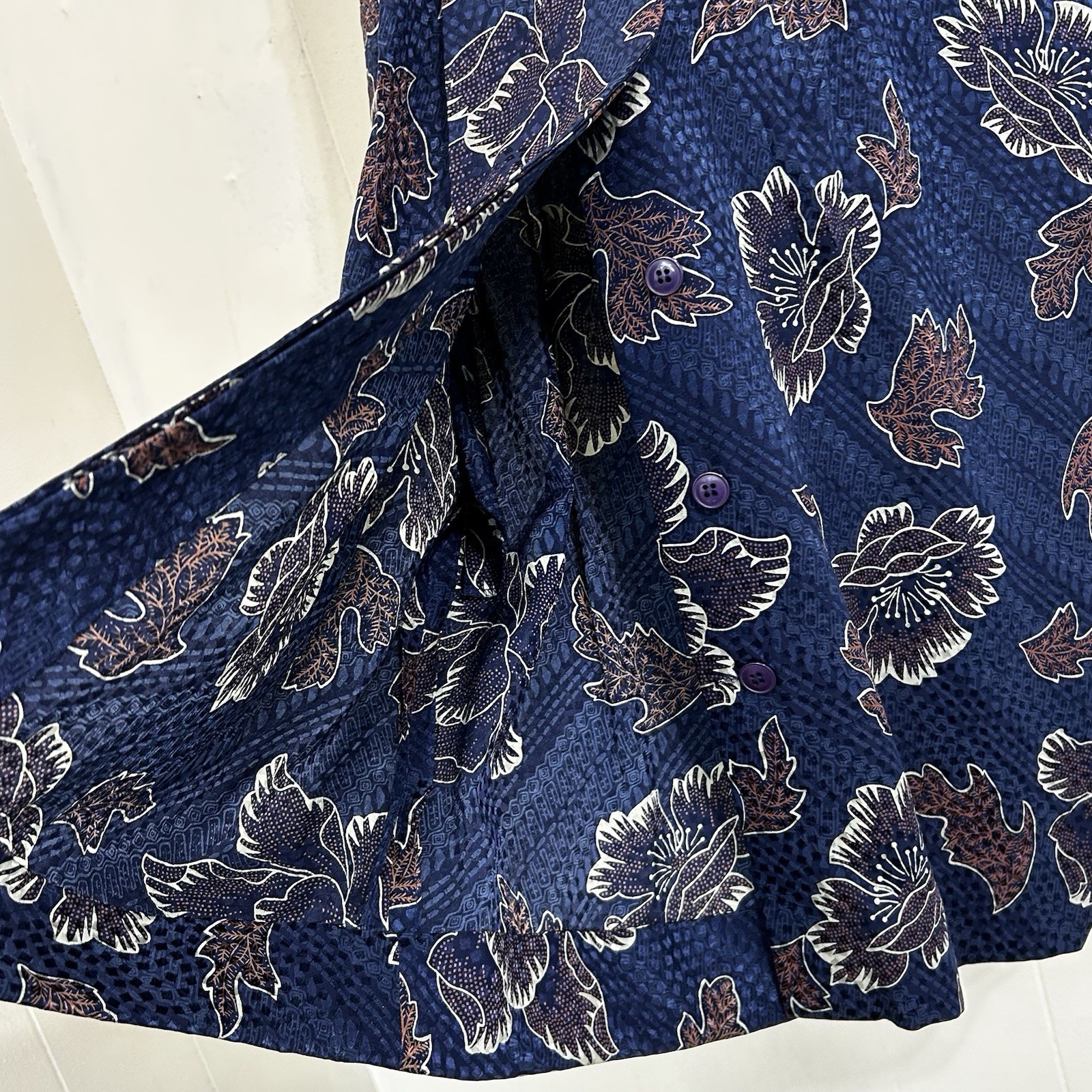 Vintage 80s Liz Claiborne women’s Navy Blue Floral 100% Silk Midi Dress size 10