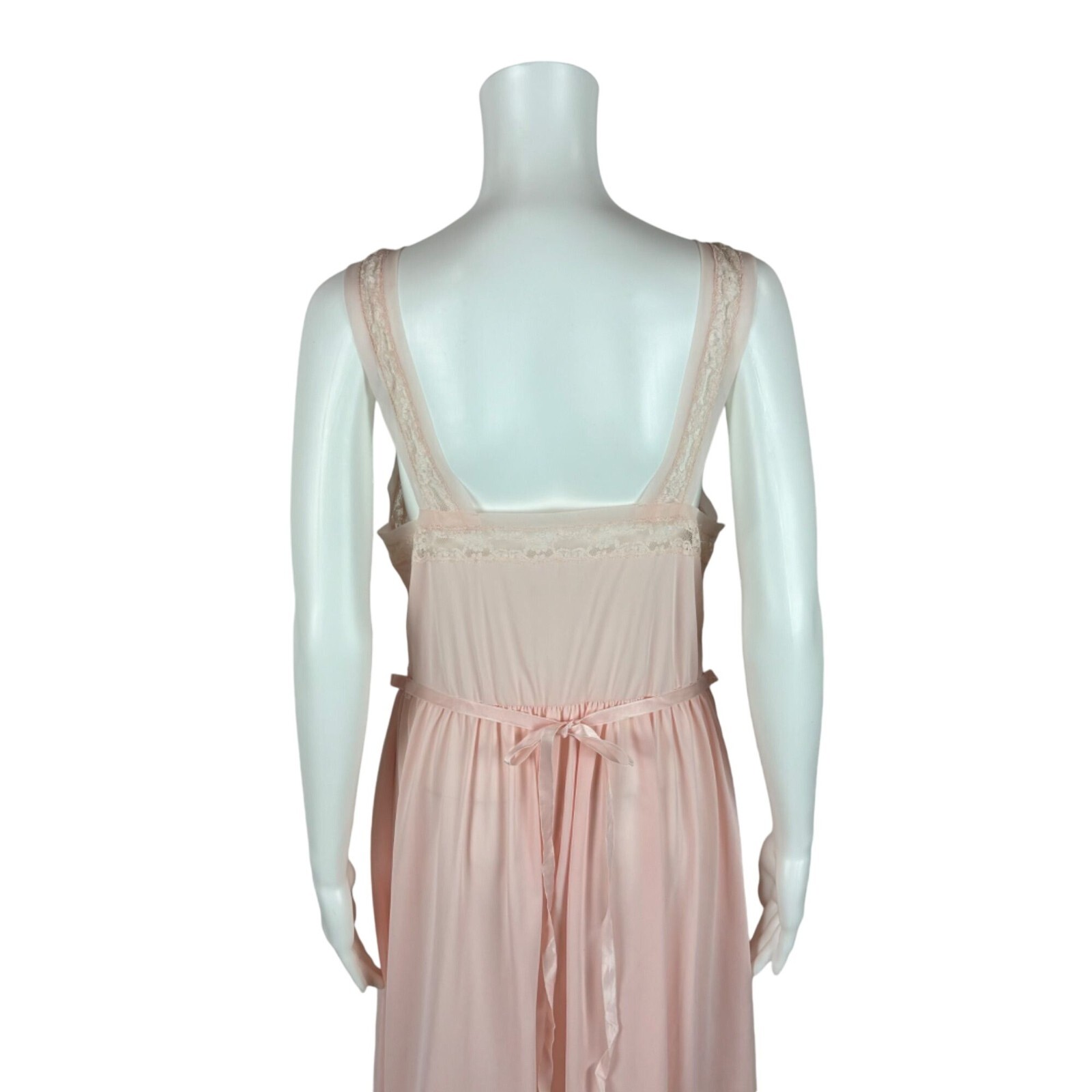 Vintage 40s Pink Nightie Women’s Medium Lace Bodice Dressing Night Gown Luxite