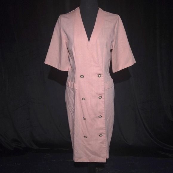 Vintage CB New York Midi Dress Light Pink Size 8p 1980s