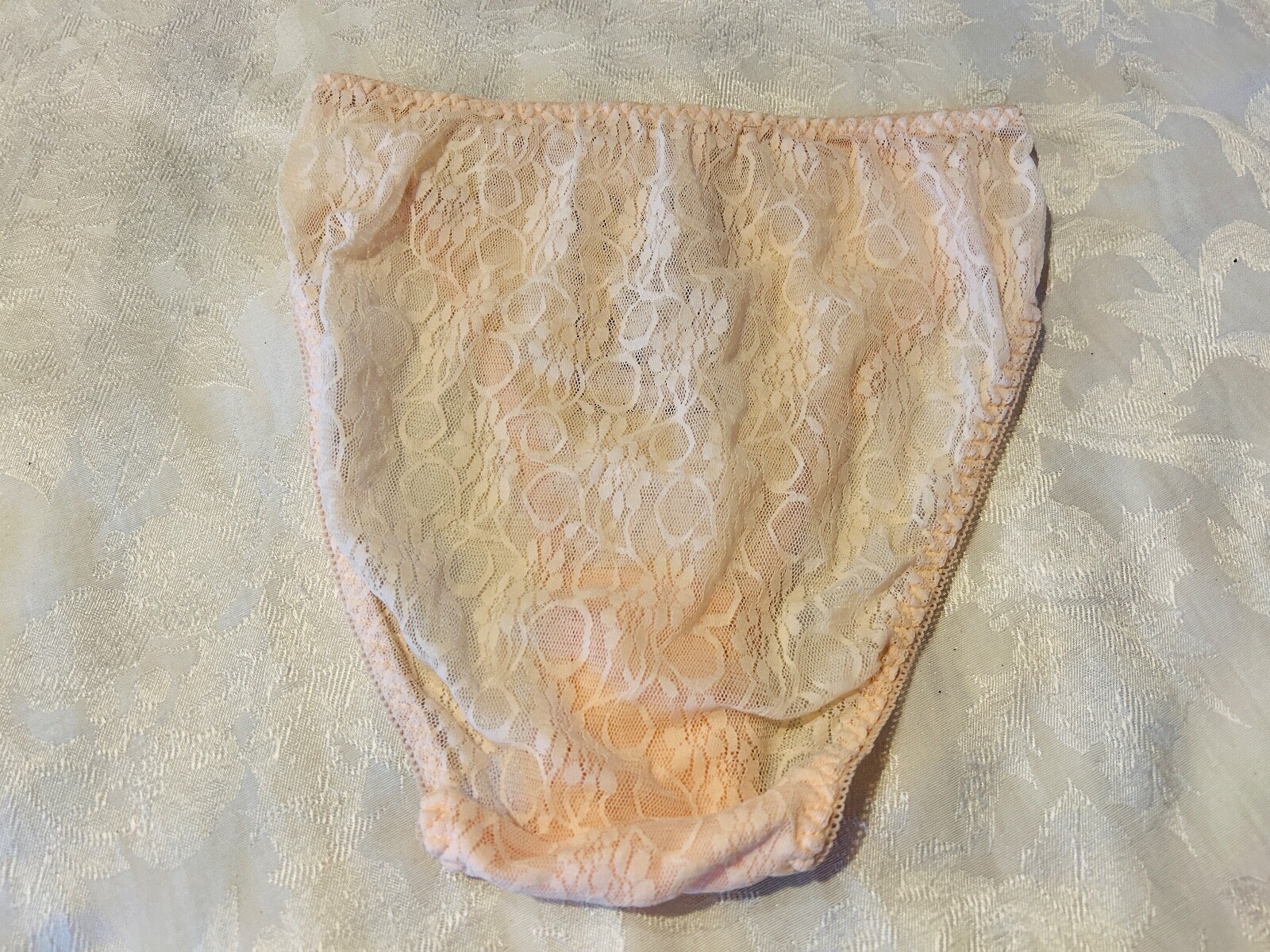 NWT Vtg SEDU’ Fine Lingerie Sheer Raschel Lace Hi Cut Panties Hips 40-41 Size 7