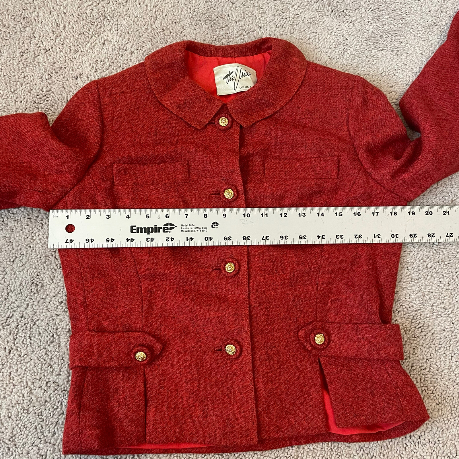 Vintage 60’s Davidow The Union Skirt Suit Red Virgin Wool Tweed Lined No Sz – XS