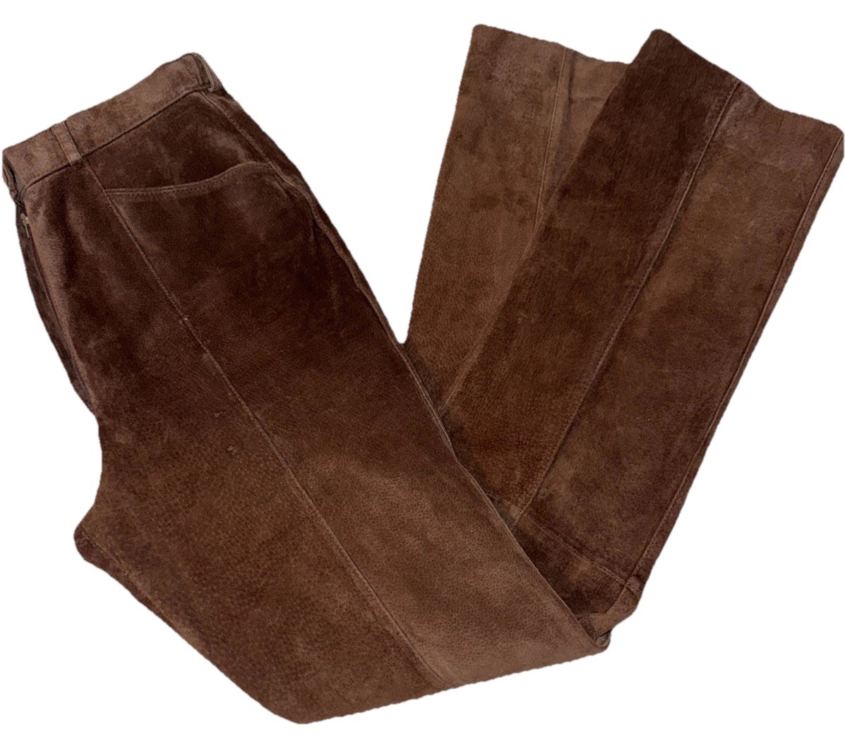 VTG Suede Leather Pants Women’s Brown High Rise Straight Leg Rodeo Sz M 10 *READ