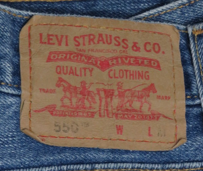 LEVIS BLUE JEAN WOMENS 550 16 MED (36×30) RELAXED TAPER COTTON DENIM VTG 2003