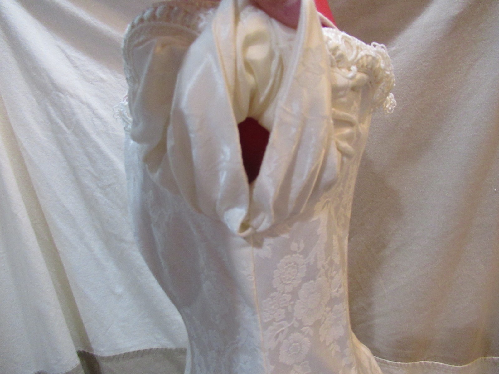 Vintage 80s party dress, white brocade, Karen Lucas for Niki, size S?