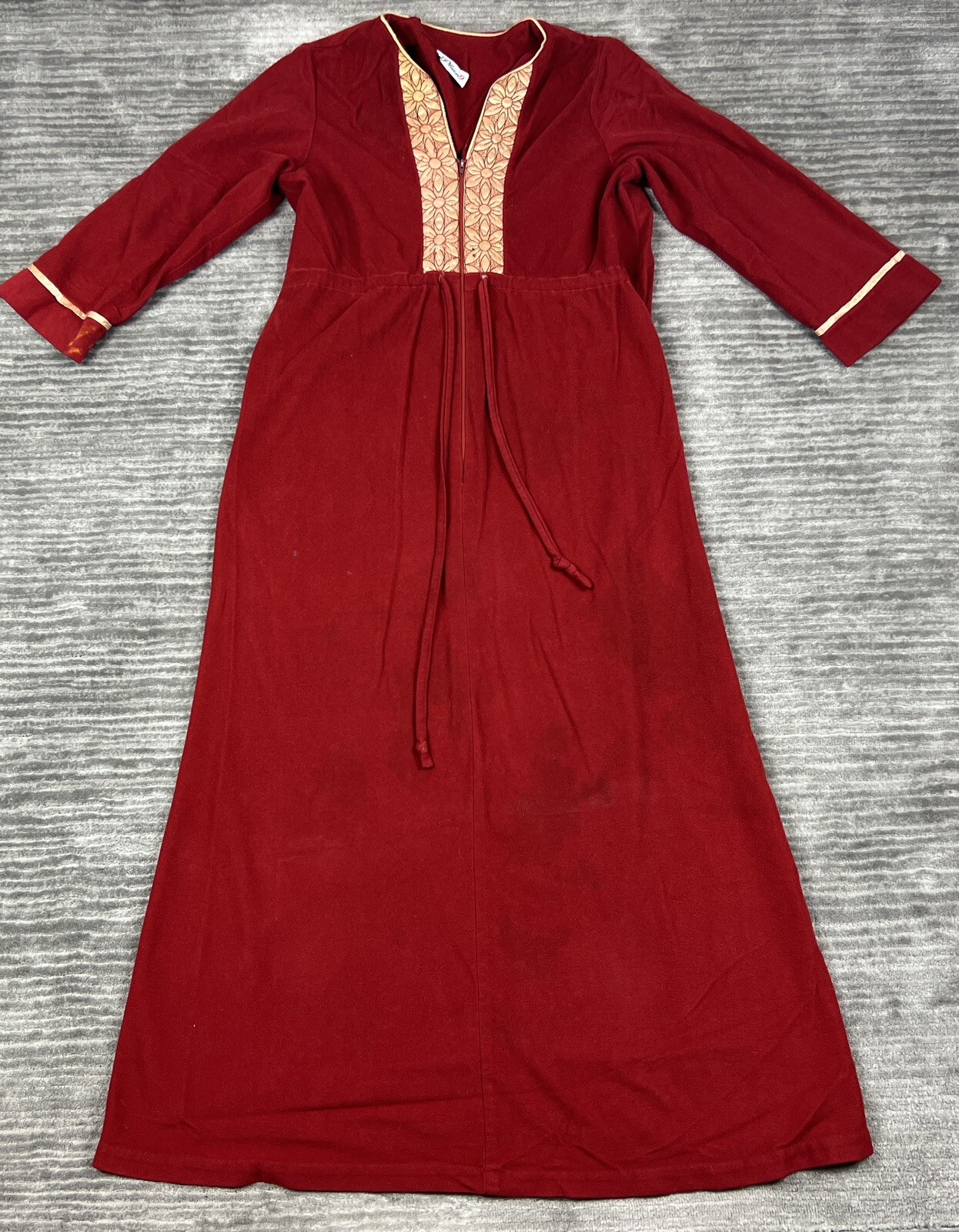 Vintage Plaza 9 Robe Womens Red Loungewear Longsleeve