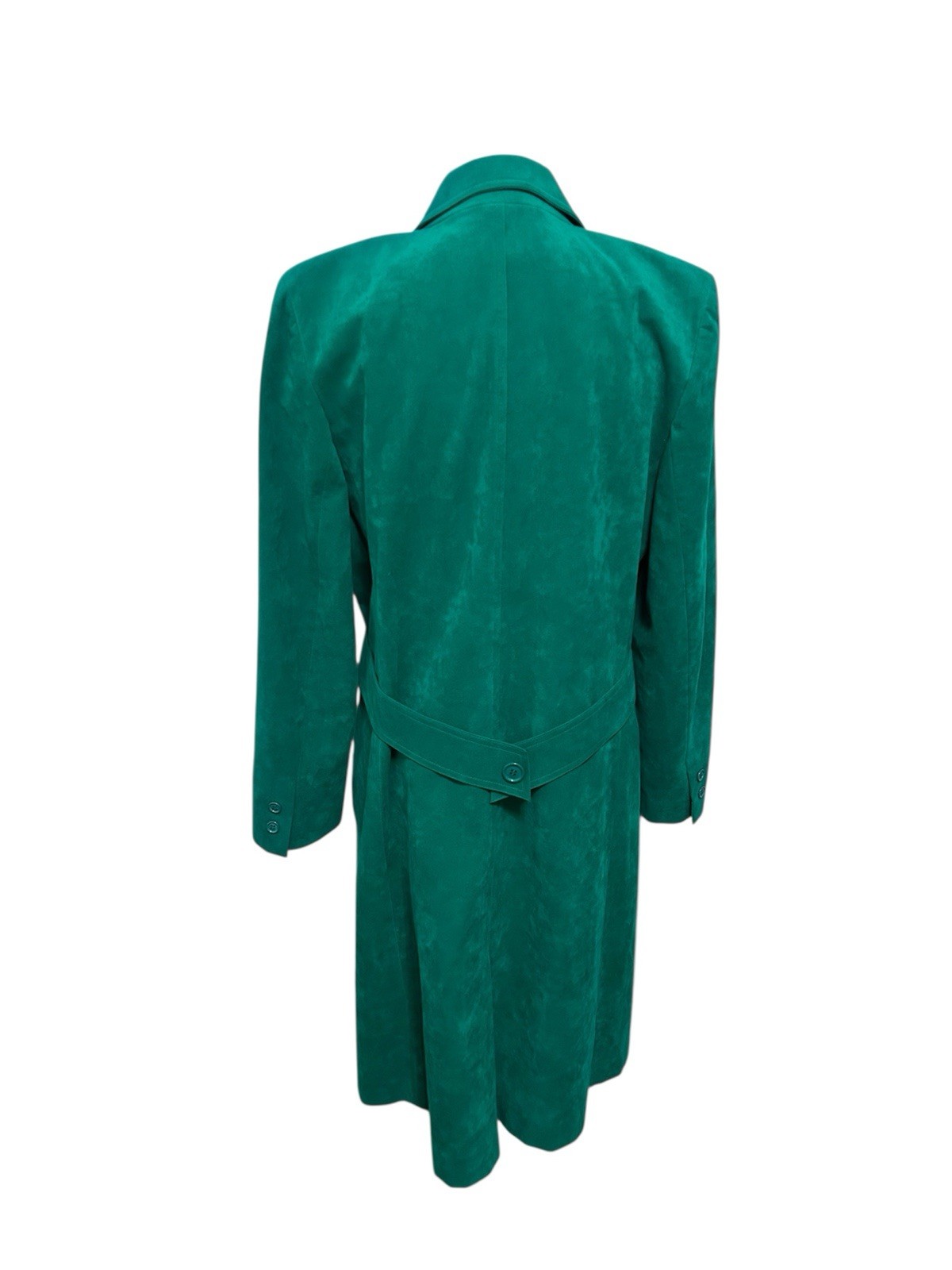 VTG 80s Ultrasuede Green Trench Coat Sz 10 Union Made Court Romi Belt USA EUC