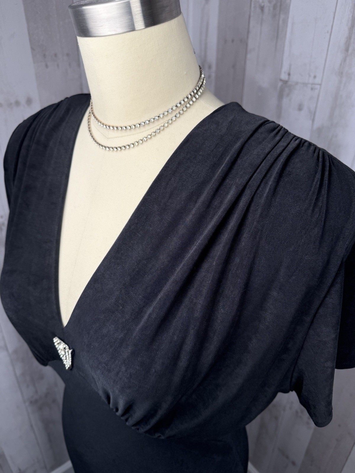 Vintage 1980s Gown~Susan Roselli Vijack Drape Rhinestone Stretch Dress Sexy 12/L