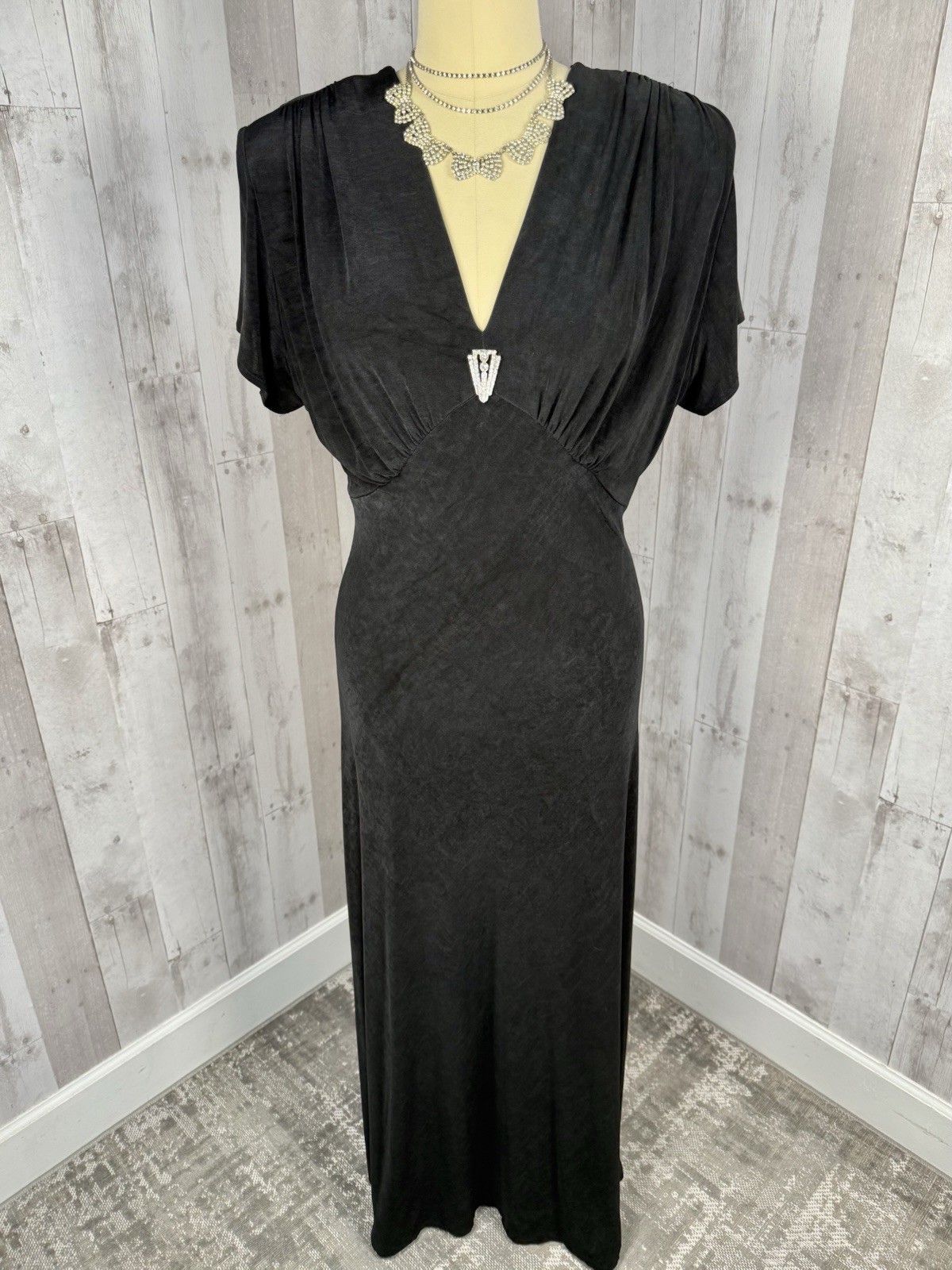 Vintage 1980s Gown~Susan Roselli Vijack Drape Rhinestone Stretch Dress Sexy 12/L