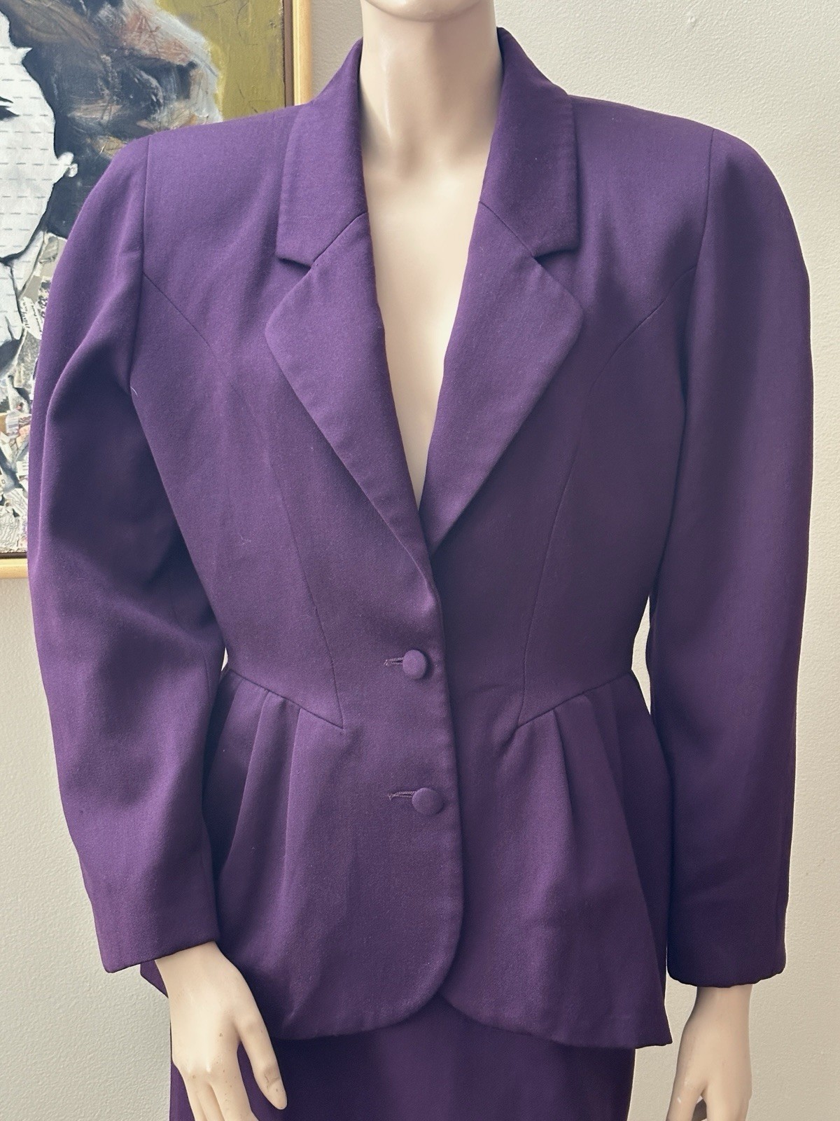 Vtg 1980’s PANCALDI & B Women’s Plum Purple Suit Italy 100% Wool Sz M/L