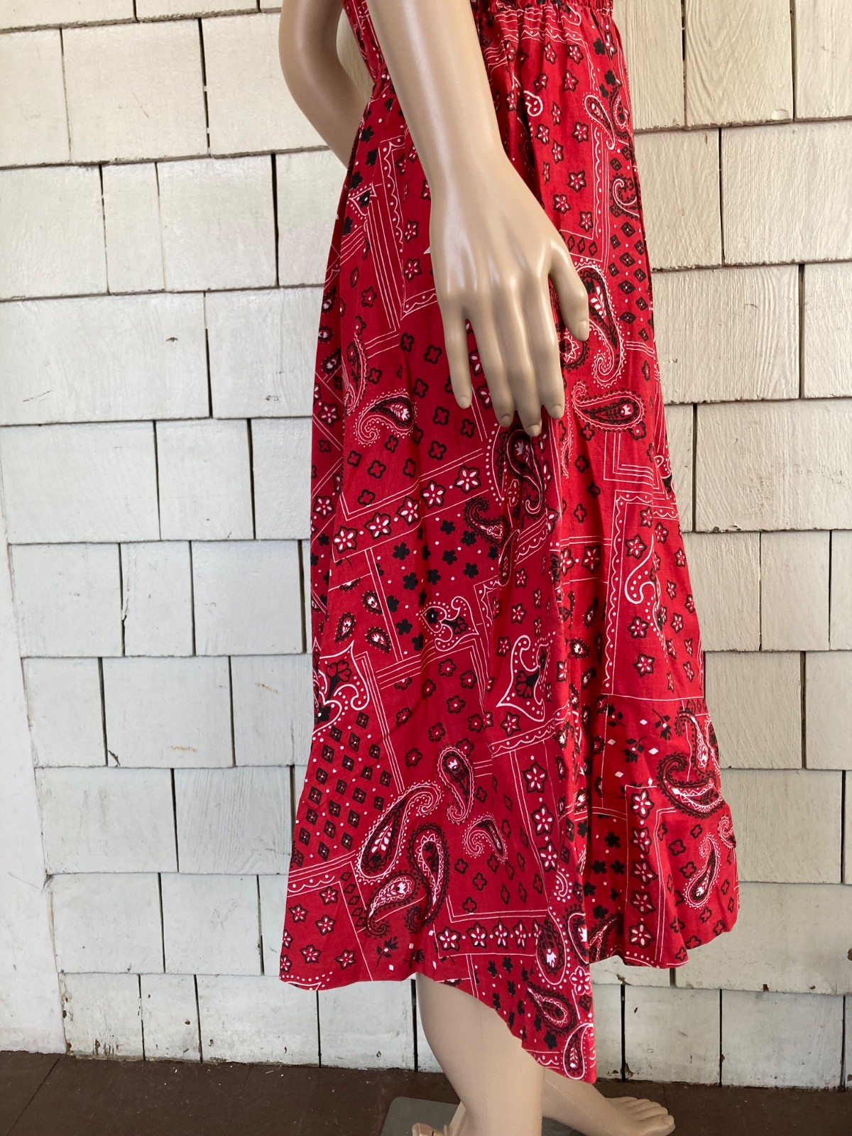 Vintage Boho Cottagecore 1960s-70s Bandana Print Summer Dress Size Small