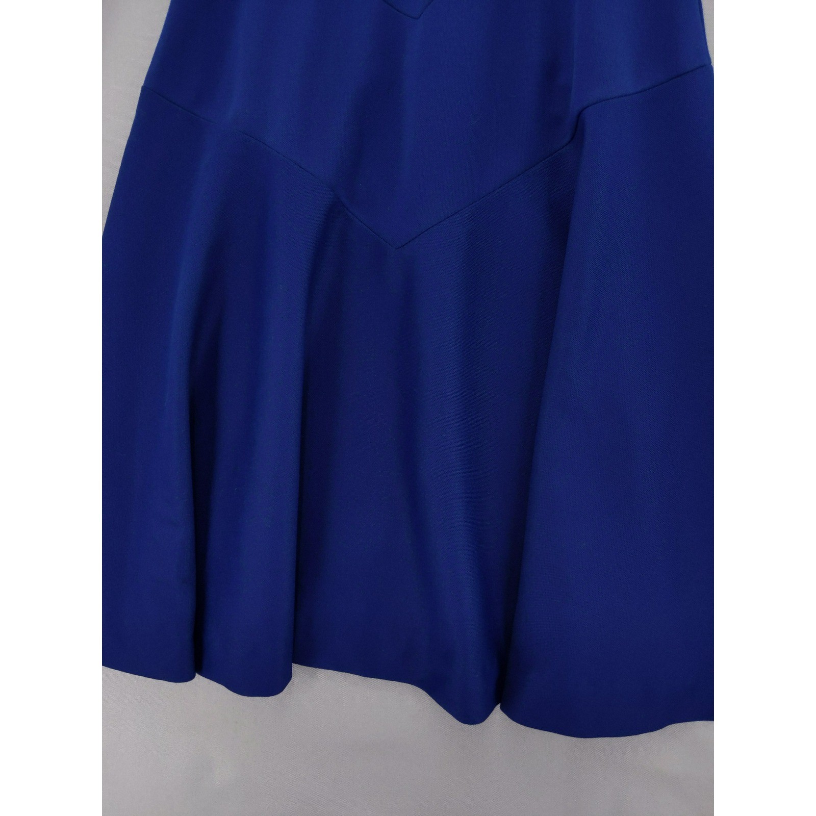 Vintage 60s Minx Mod Dress Sz S Blue Long Sleeve Mock Neck Chevron Fit Flare