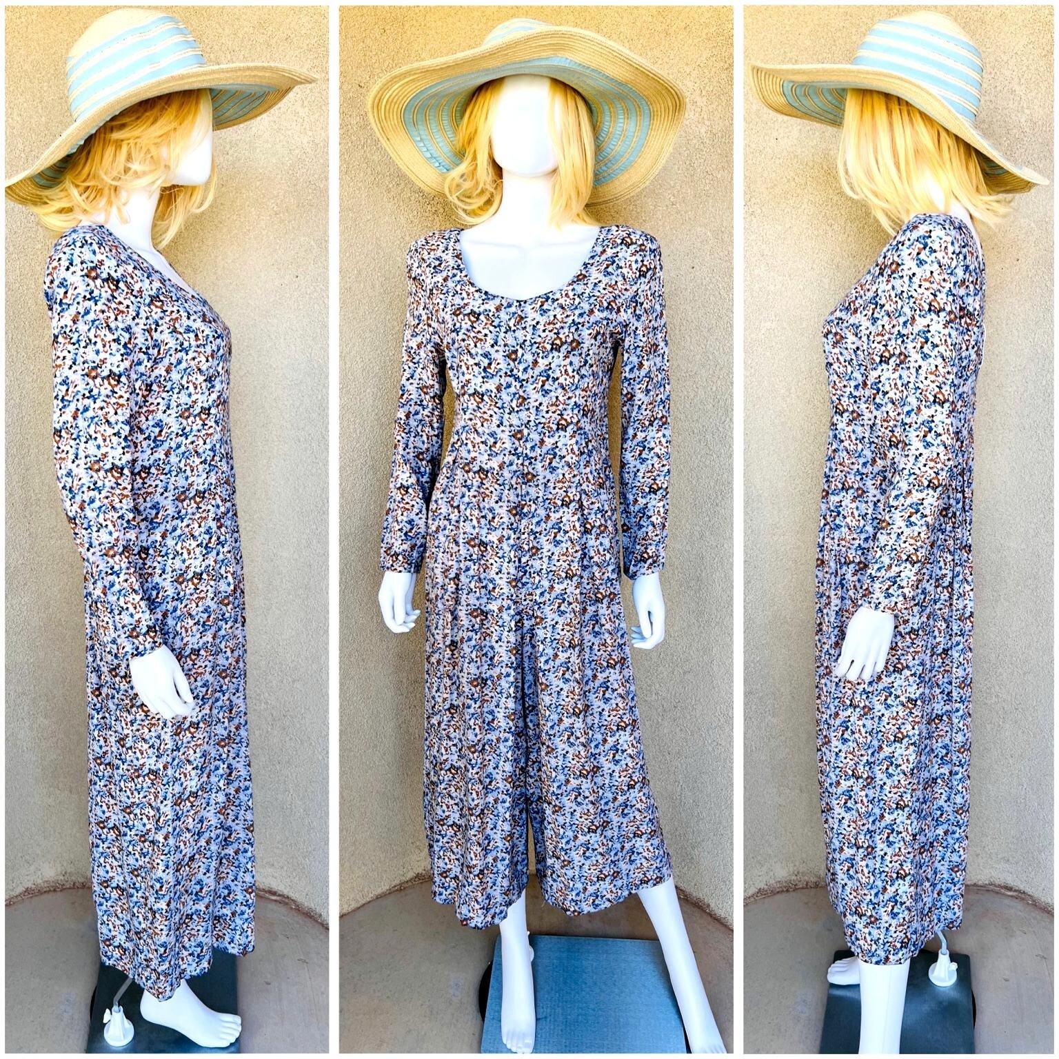 🌸80s-90s Wide Leg Gaucho Floral Jumpsuit 🌸
