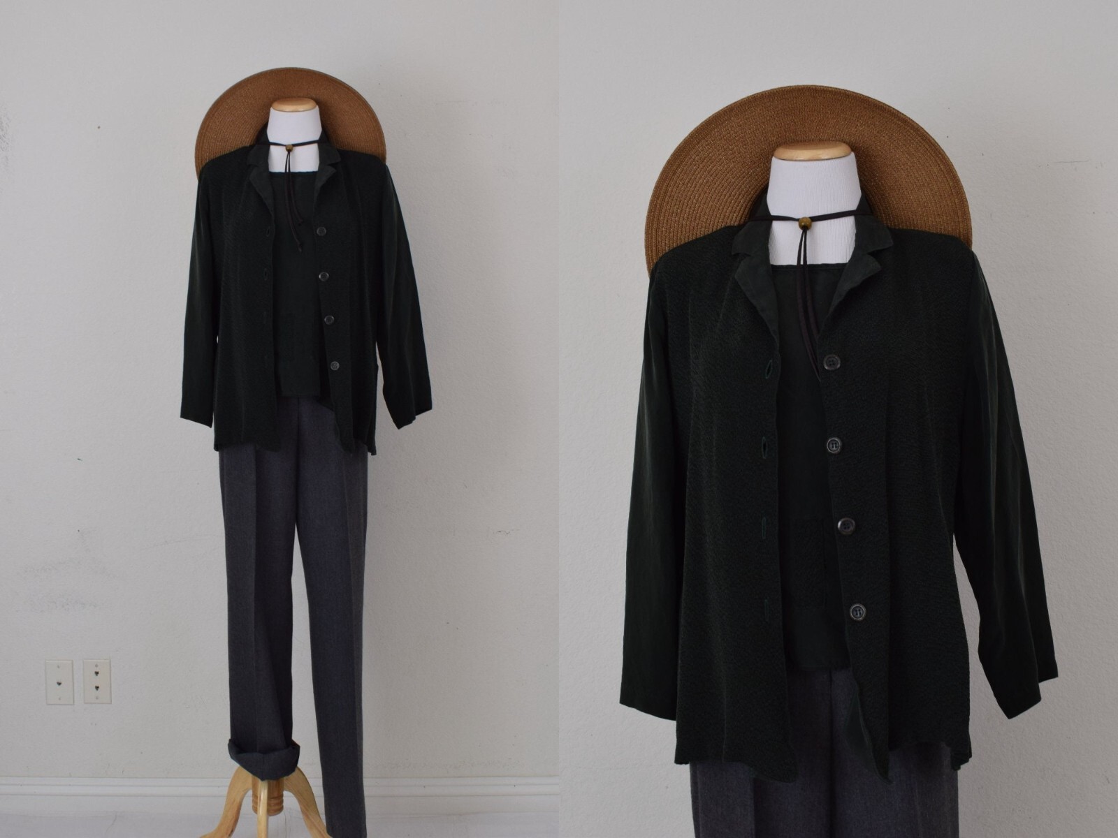 Vintage 90s Hunter Green 2 pc Jacket + blouse