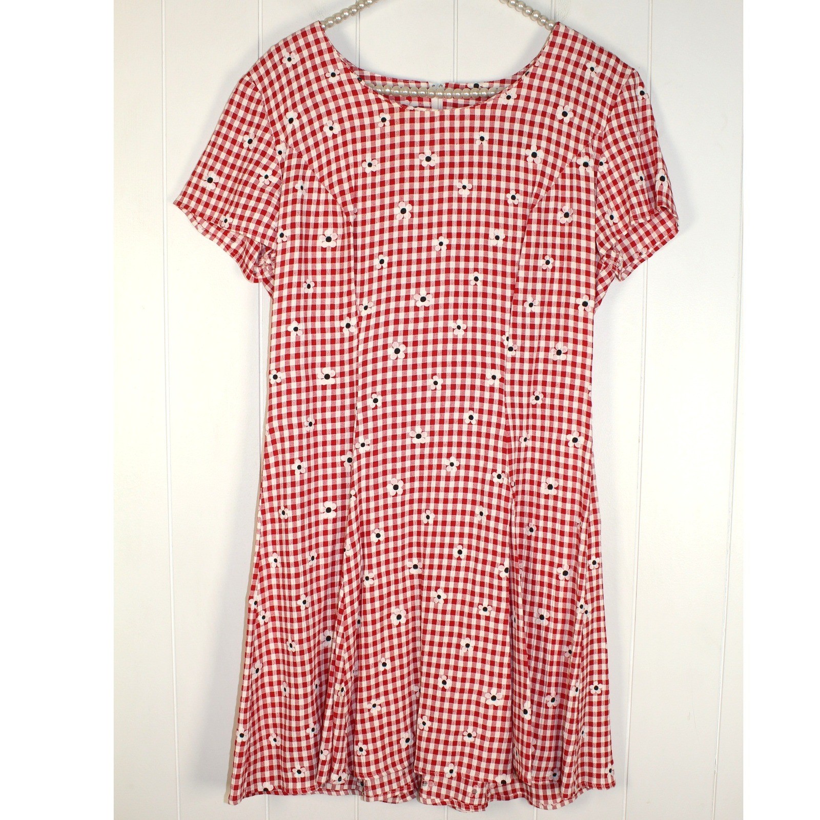 VTG BE Smart 80’s Reg Gingham Short Sleeve Tie Waist Mini Dress Rear Zip 11/12