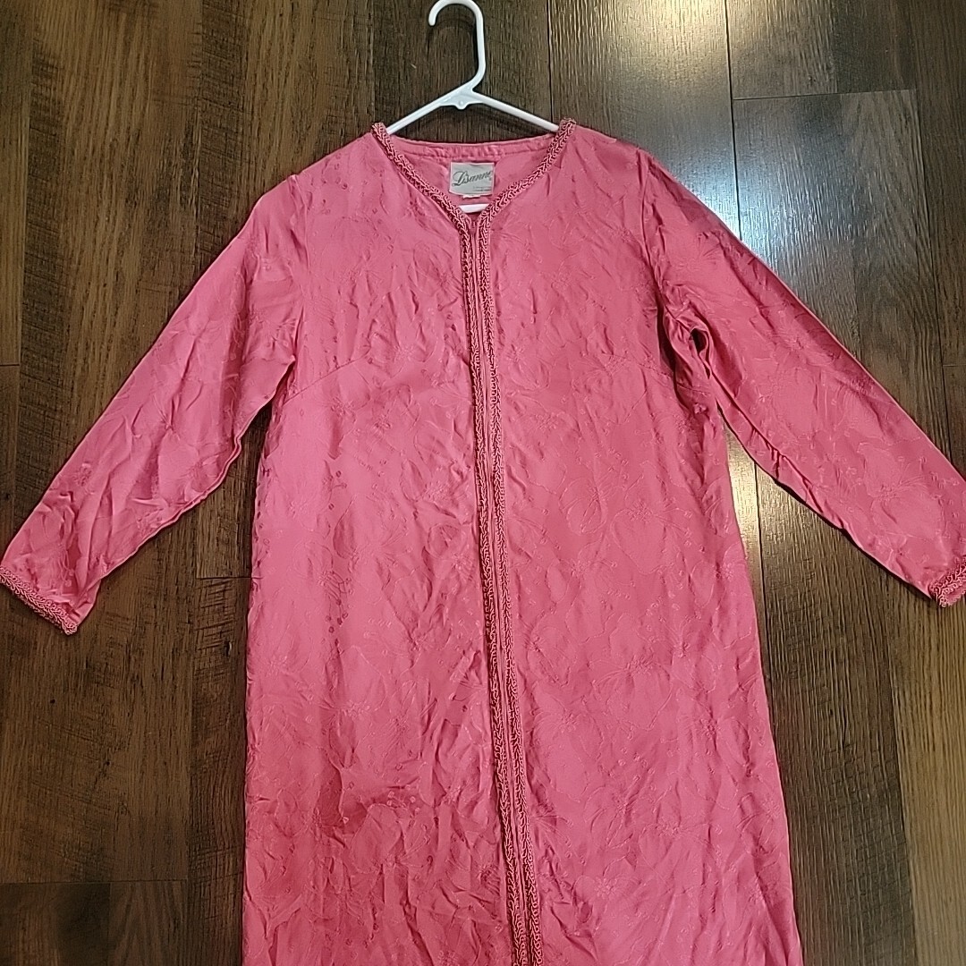 60s Lisanne Vintage Loungewear Melon Pink Medium 36-38″Ch 52 Len Zipper Brocade