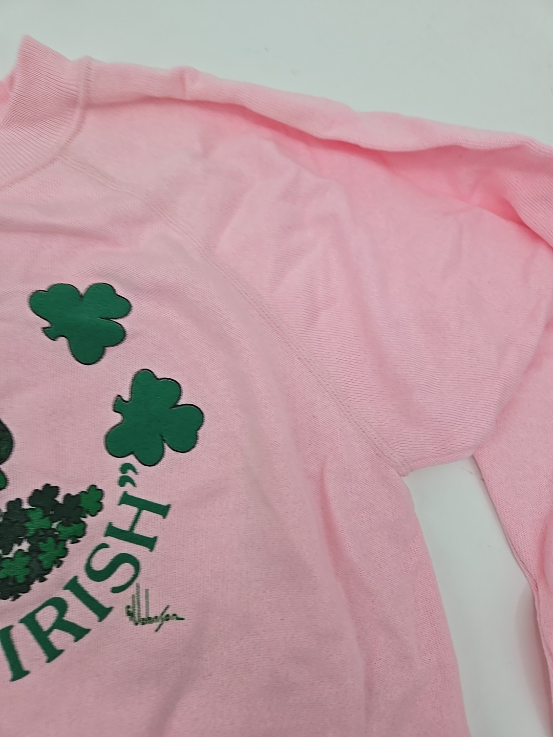 Vintage Deadstock 1980s Pink Sweatshirt, Think Irish, Hanes L 14-16 Womens Xs