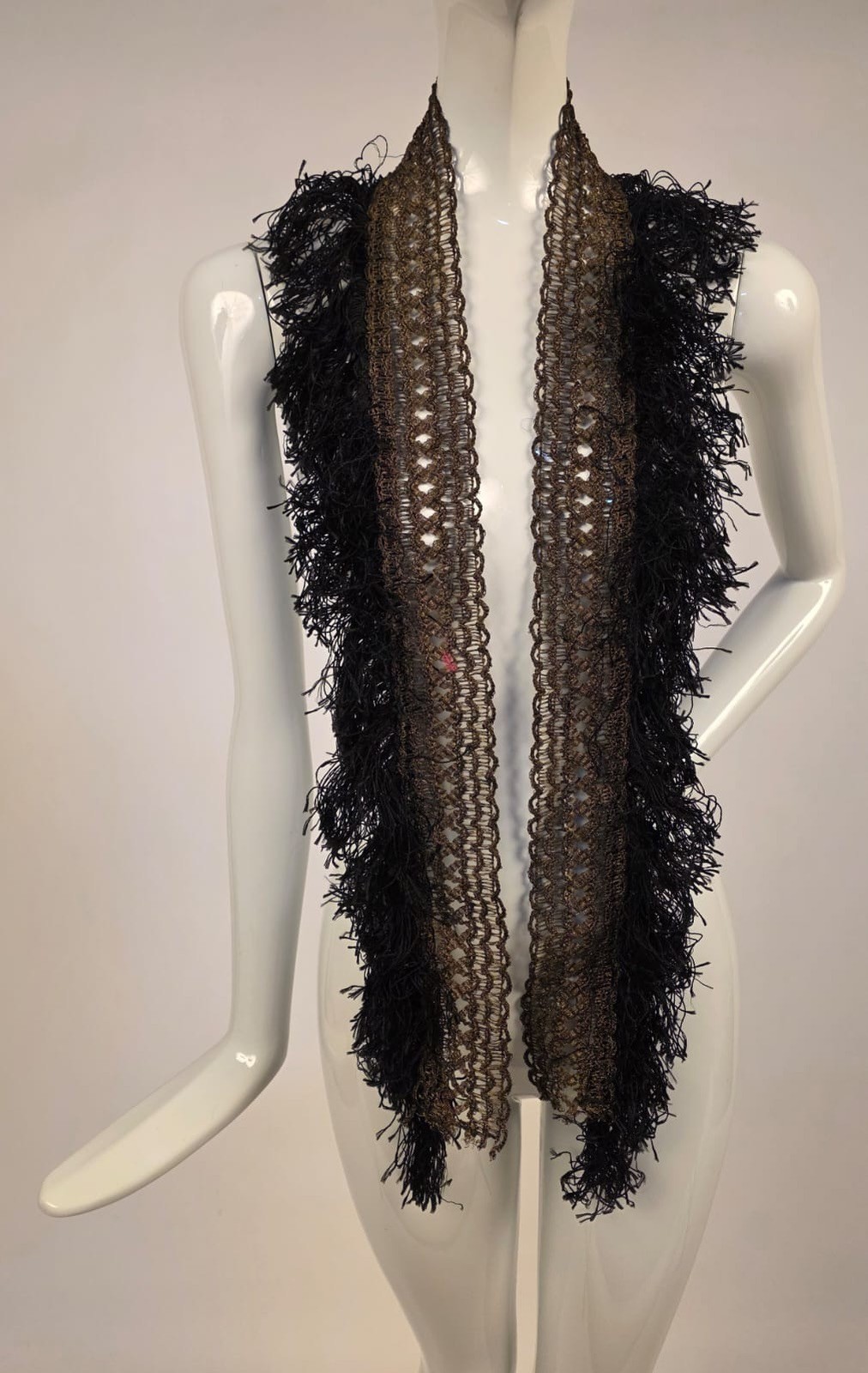VICTORIAN 19TH C METALLIC GOLD LAME BRAID + SILK FRINGE TRIM FOR DRESS 