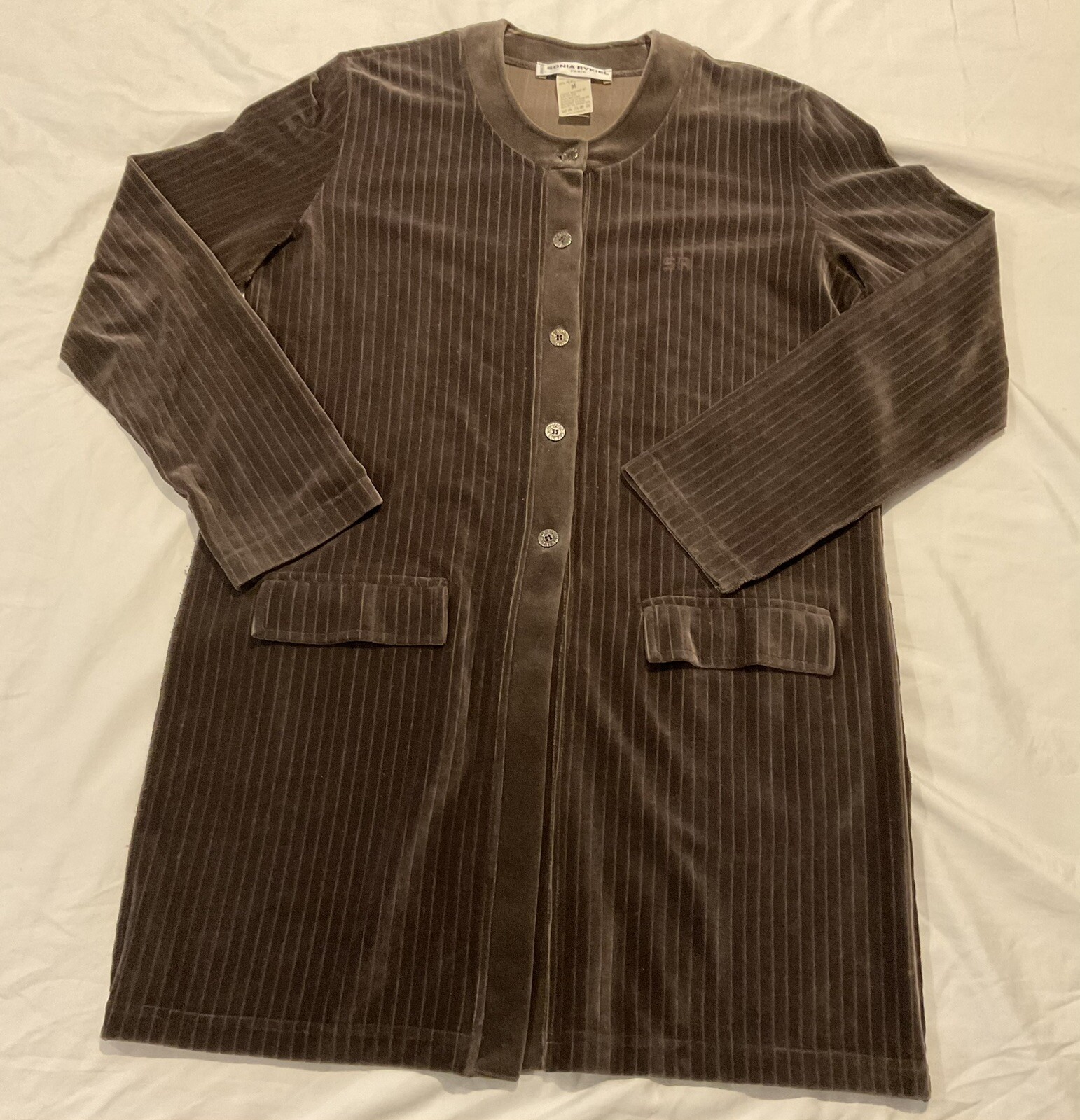 Vintage Sonia Rykiel Paris Cardigan Jacket M Velvet Brown Long France