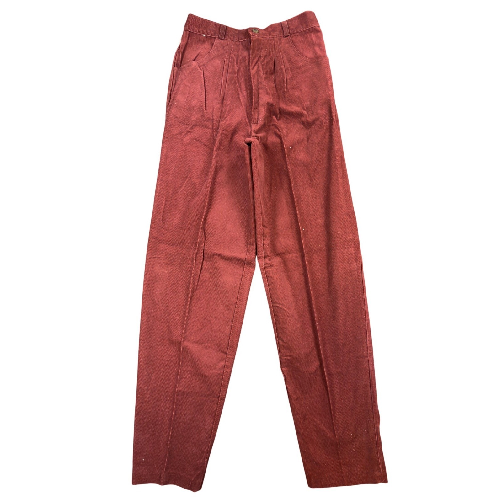 ILGWU Vintage 80s Baggy Pants Women Small Burgundy Cotton Corduroy NWT Deadstock