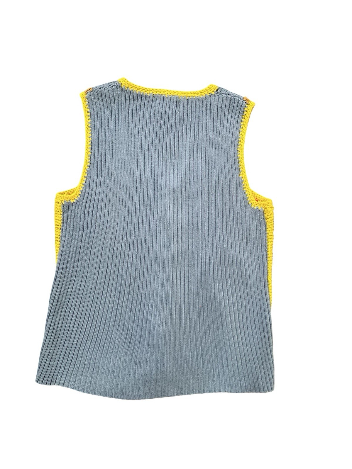 Vintage 70s Aware Acrylic Suede Multicolor Geometric Crochet Vest Size Medium