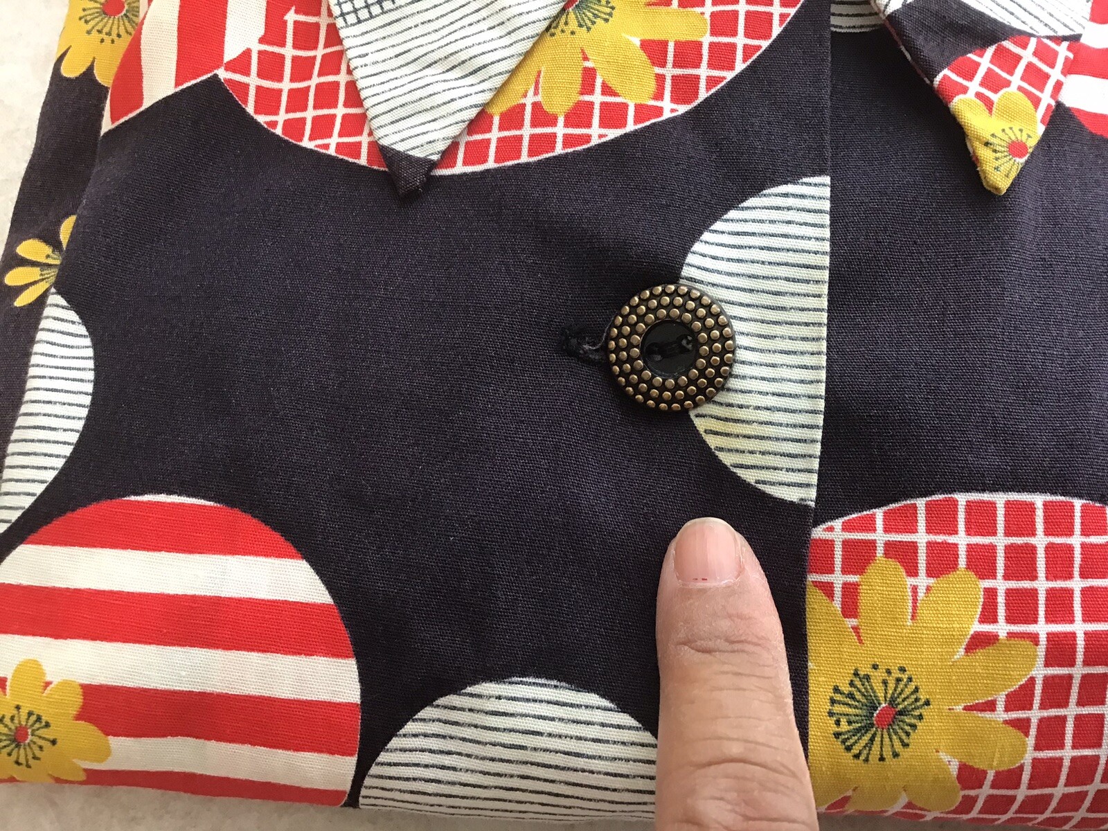 Dutchmaid Vintage 70s Daisy Polkadot Women Button Shirt Size 38 Retro Hippie