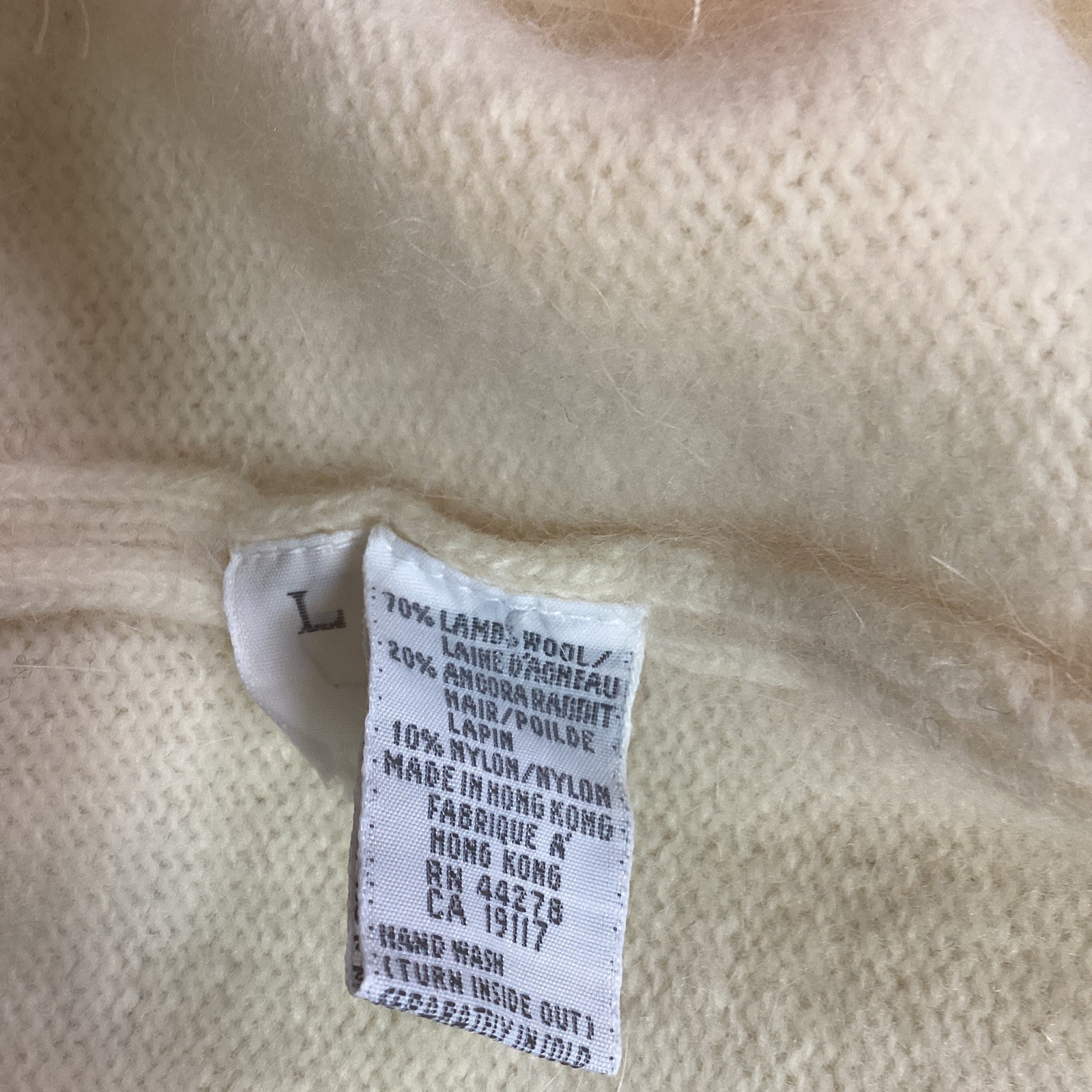 VTG Marisa Christina Sweater Winter White Wool/Angora Large Gold & Red Beading