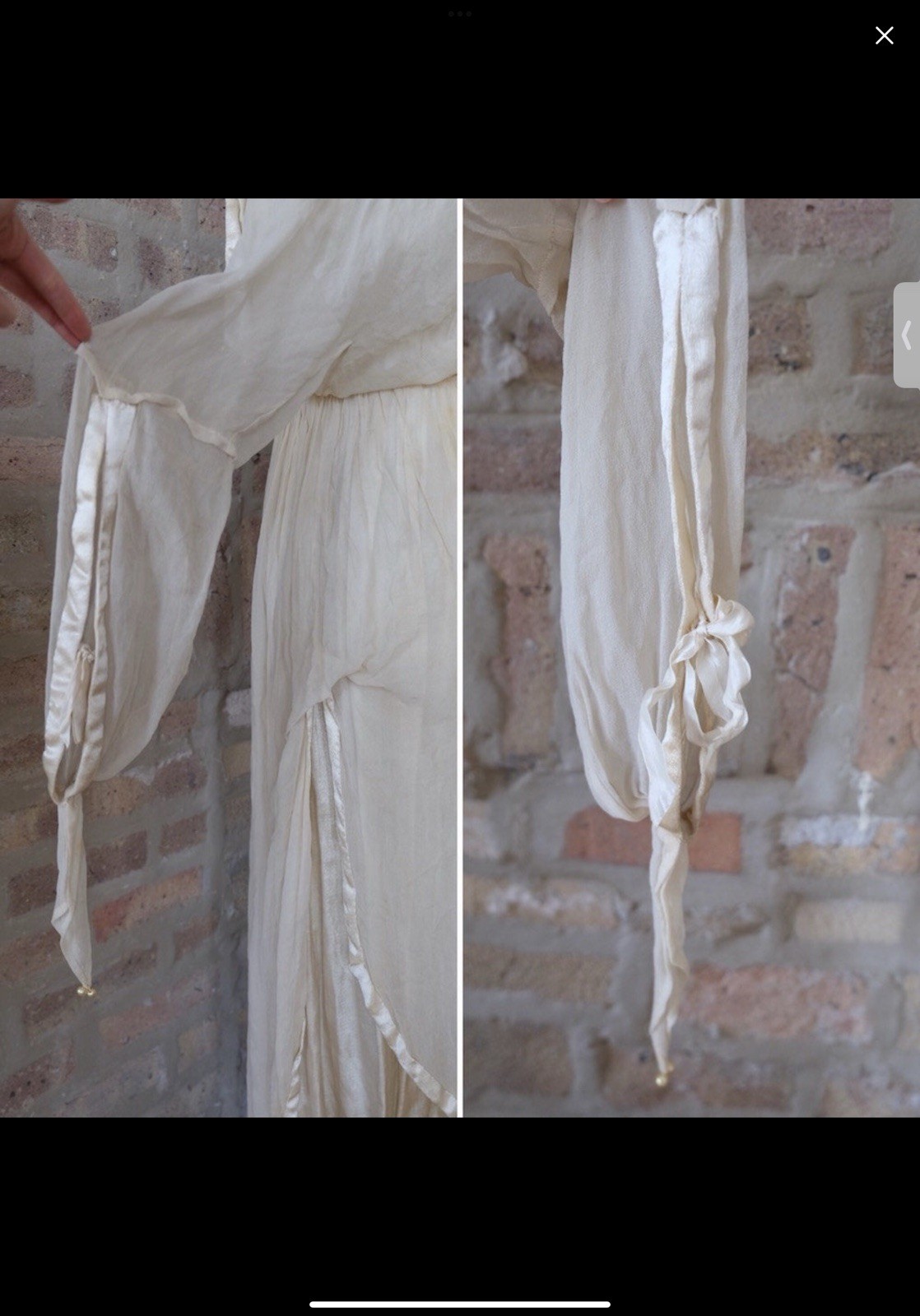 Antique Edwardian Ivory Silk Prairie Dress Empire Waist Cottagecore