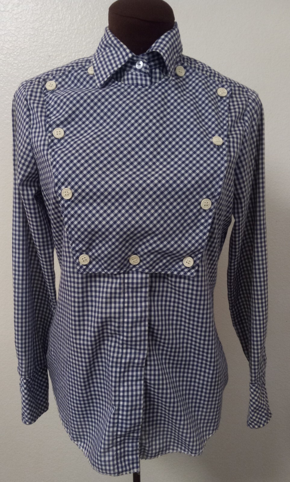 Women’s Western Shirt California Ranchwear H Bar C 34 Small Cotton Gingham VTG