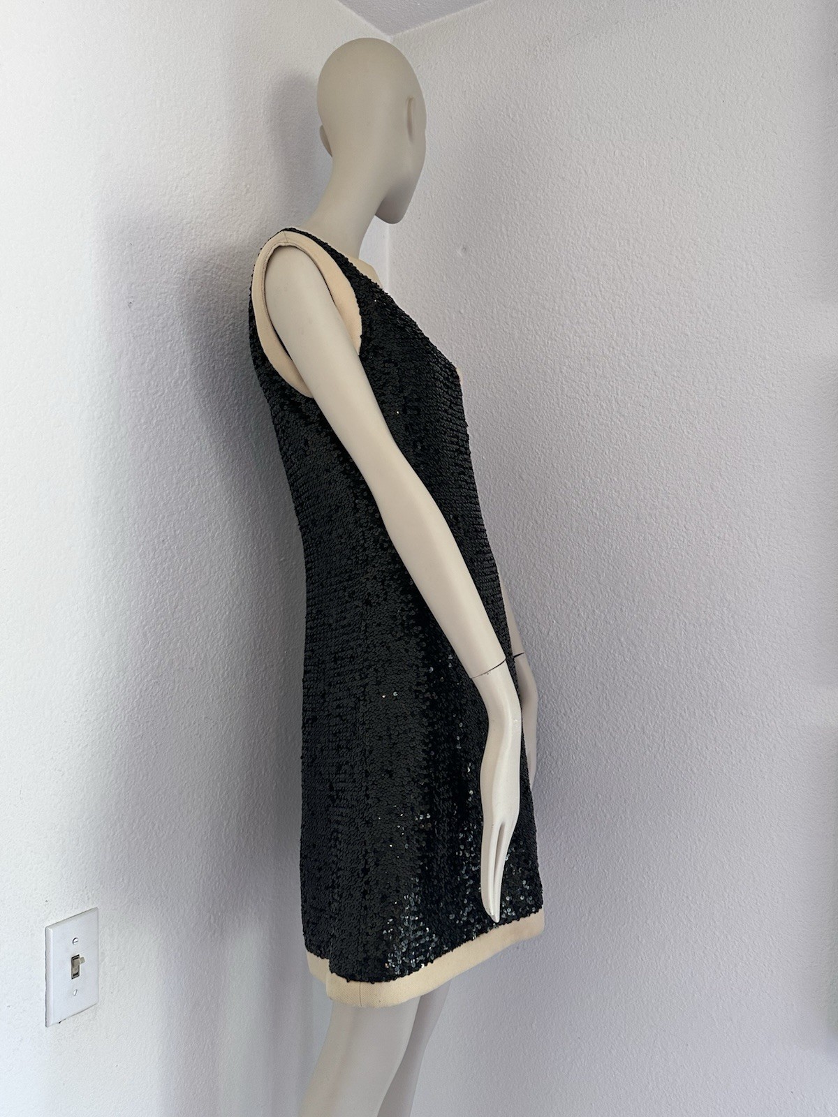 Vintage 1960s JEAN PATOU (KARL LAGERFELD?) SPARKLING SEQUINS WOOL SHIFT DRESS