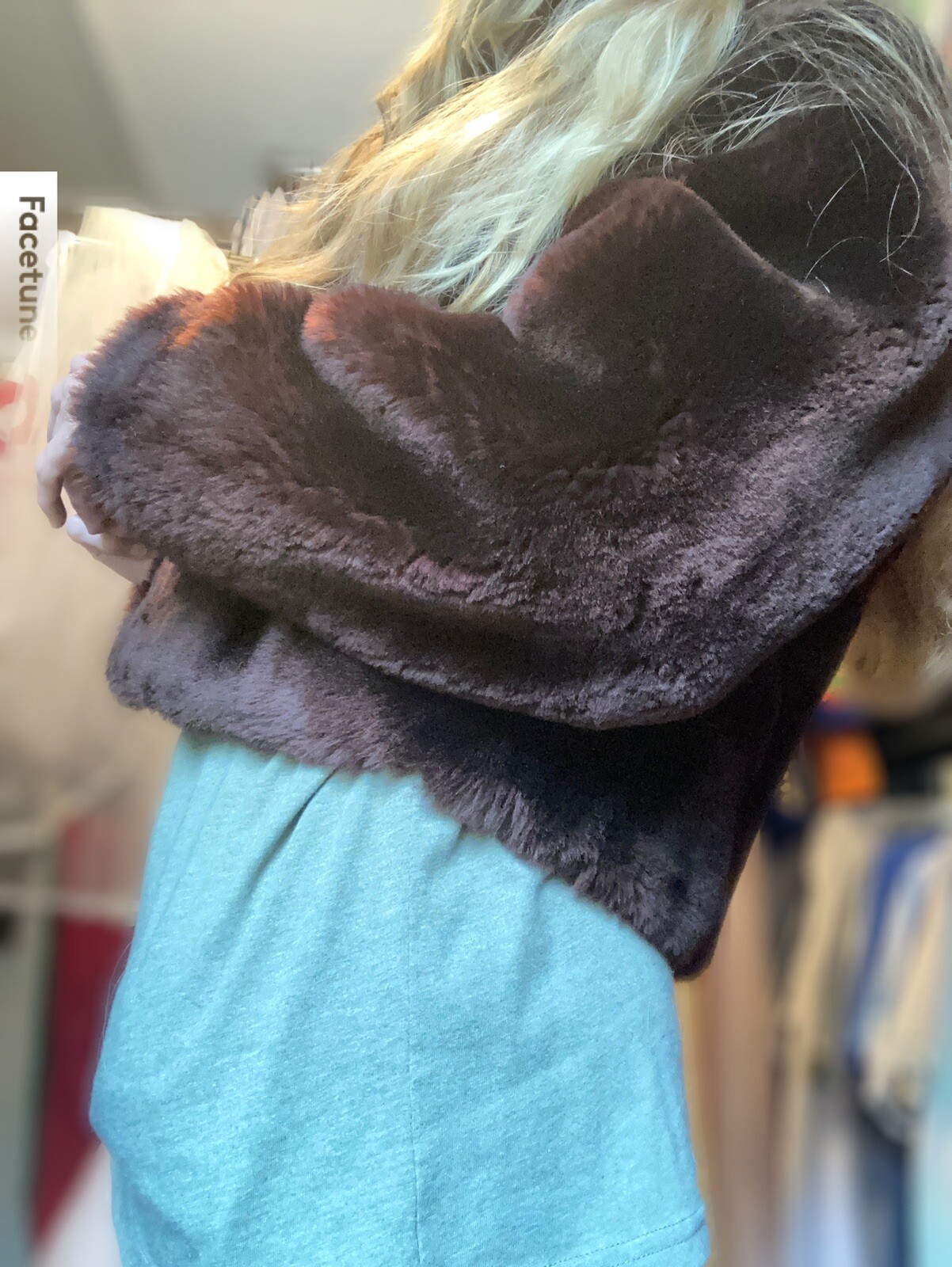 Vintage Genuine – Mouton Lamb Shearling Fur – Reddish Brown Cropped Coat – S/M