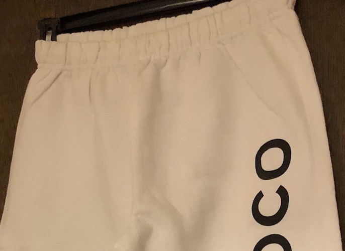 Women’s Size S White Cotton Polyester Sweatpants Coco Inseam 29 Elastic Waist 26